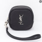 Monogrammed Black Leather Key Pouch