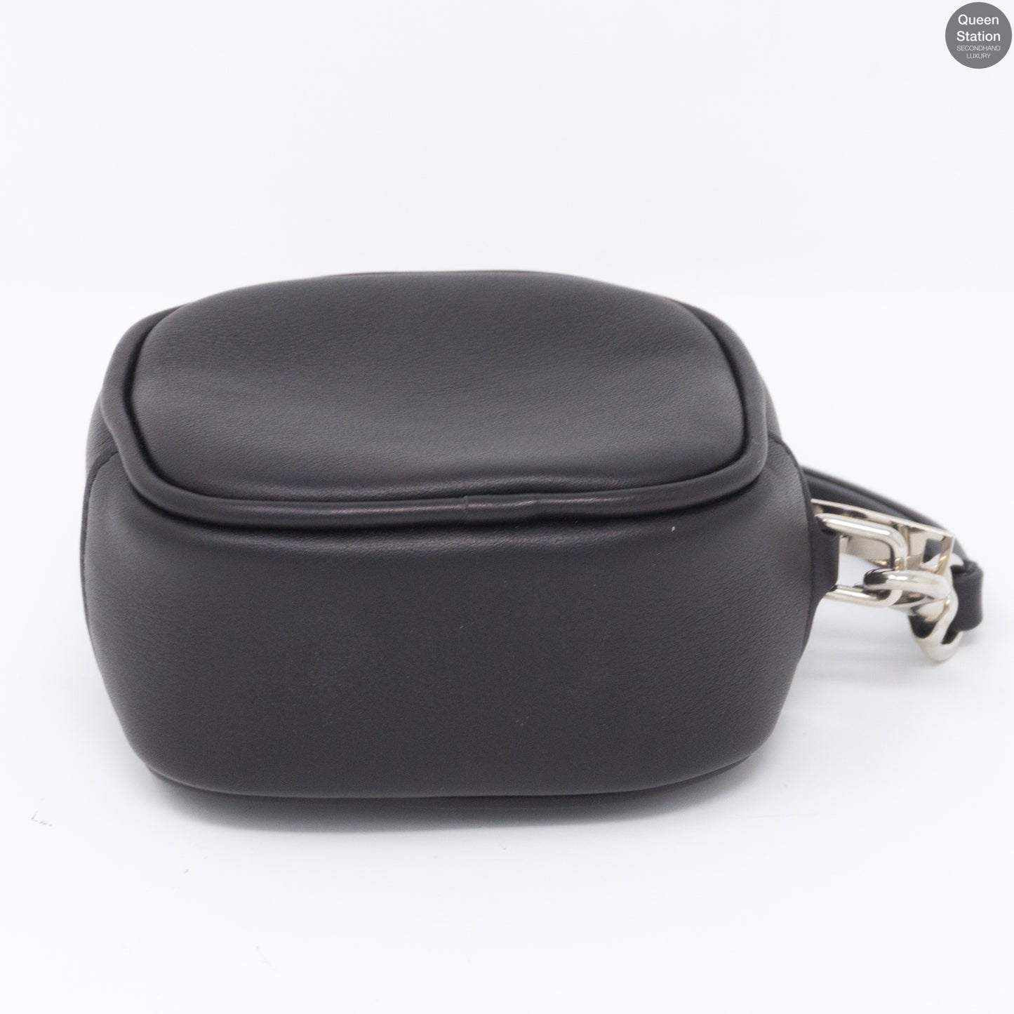Monogrammed Black Leather Key Pouch