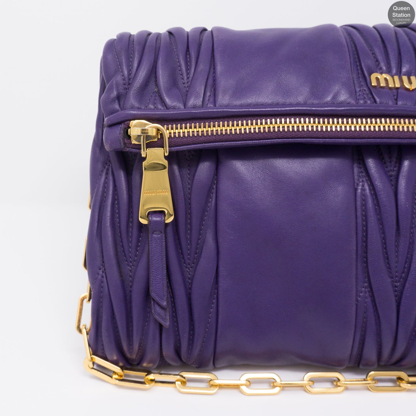 Purple Matelasse Nappa Leather Crossbody Bag