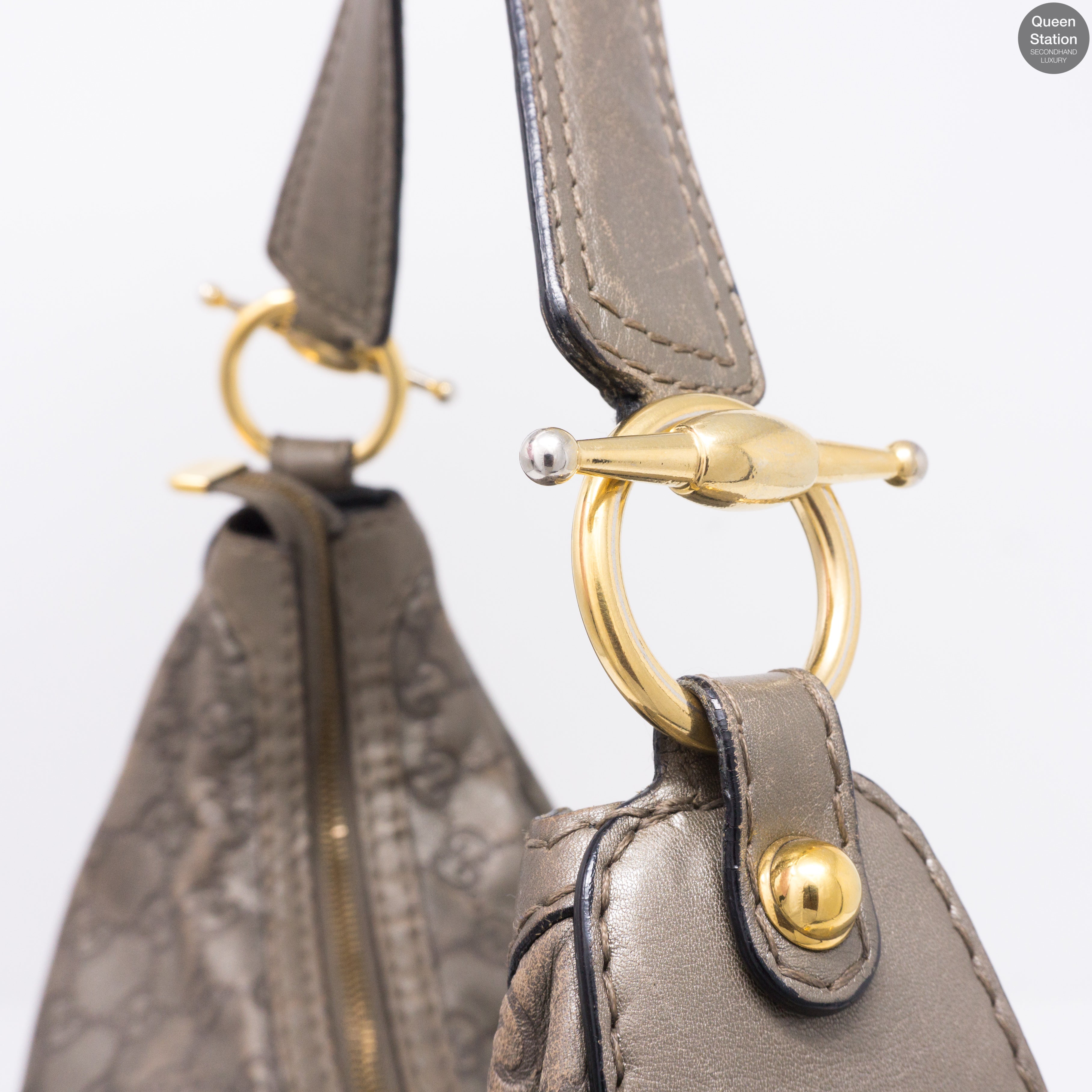 Metallic Guccissima Medium Jockey Hobo