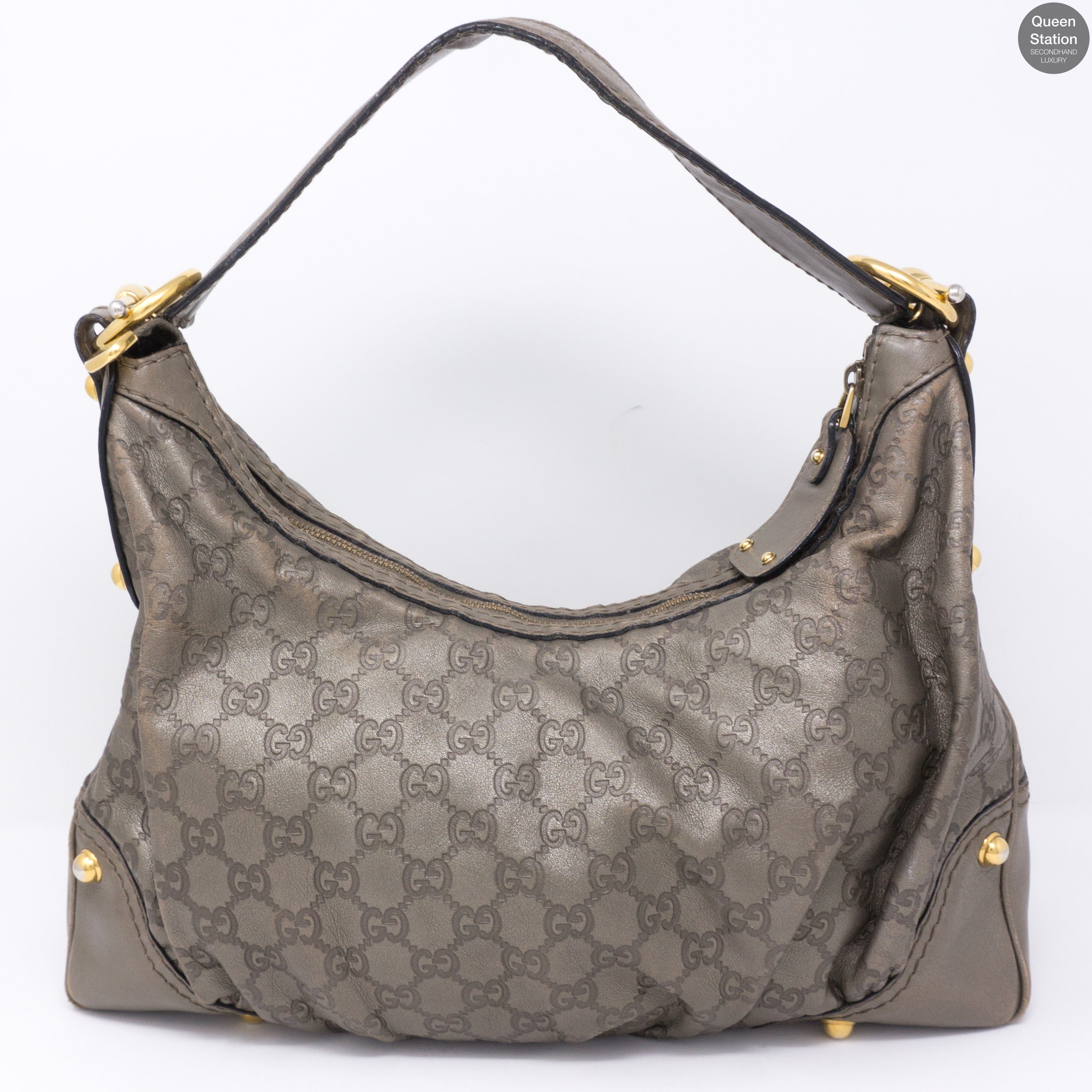 Gucci Metallic Guccissima Medium Jockey Hobo Queen Station