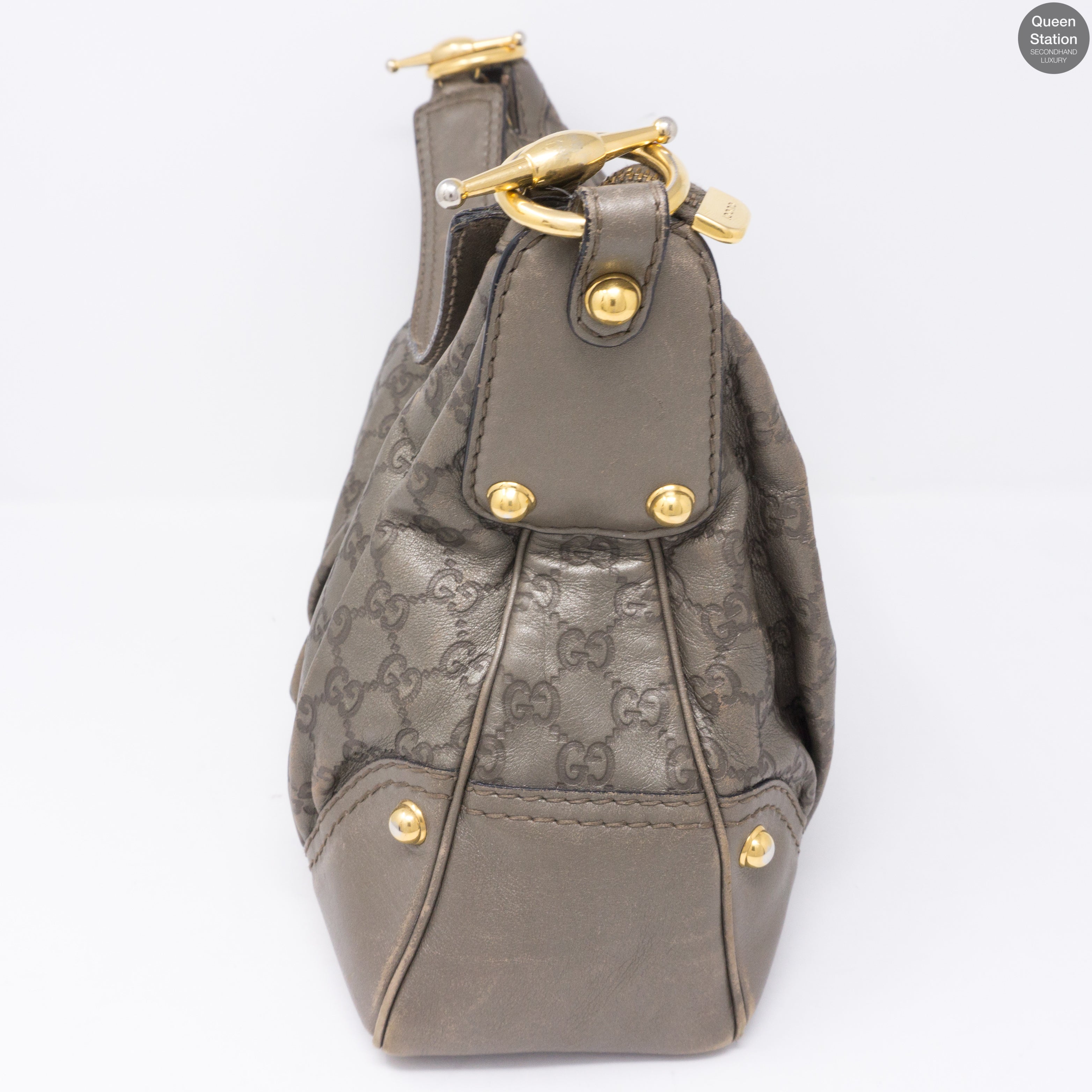 Metallic Guccissima Medium Jockey Hobo