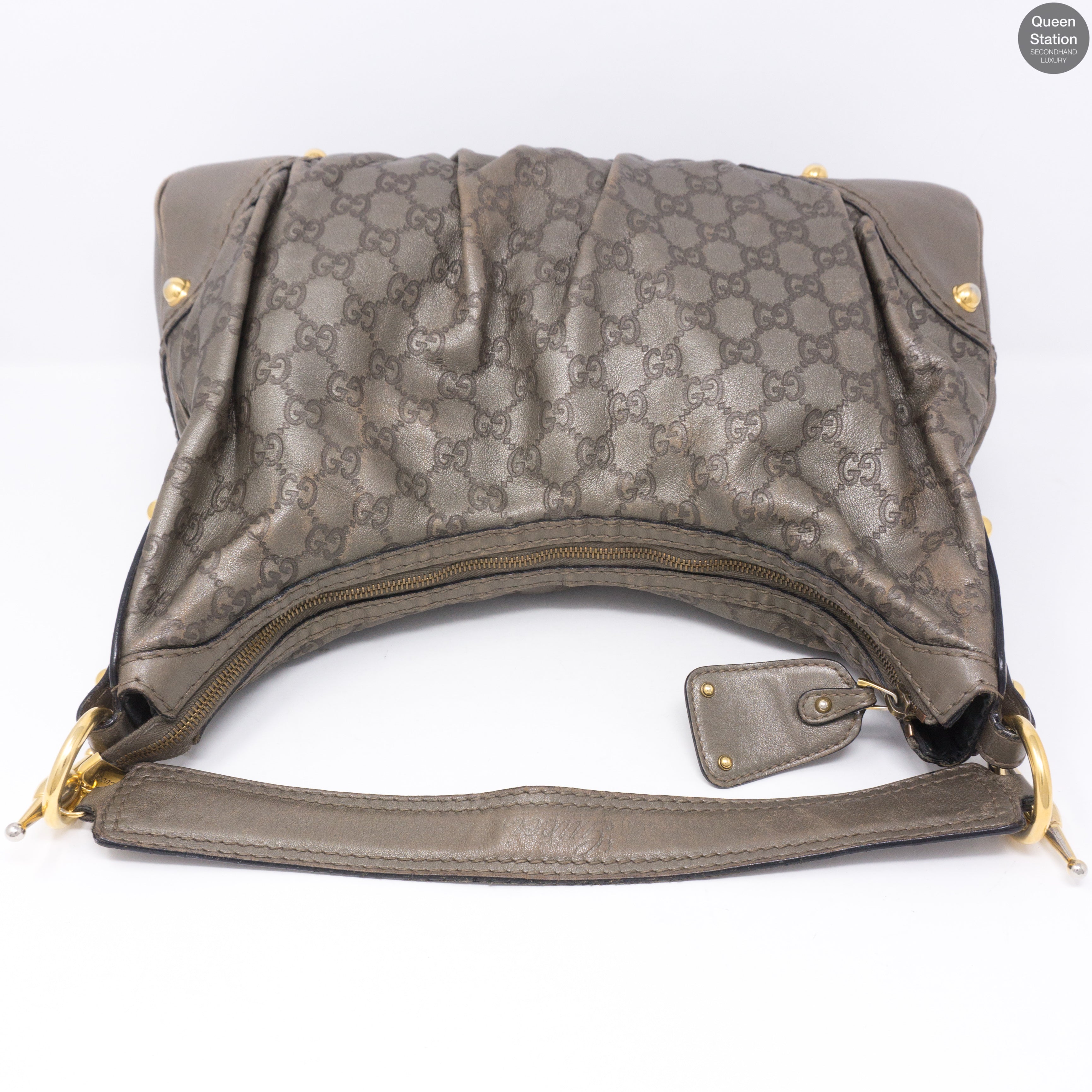 Metallic Guccissima Medium Jockey Hobo