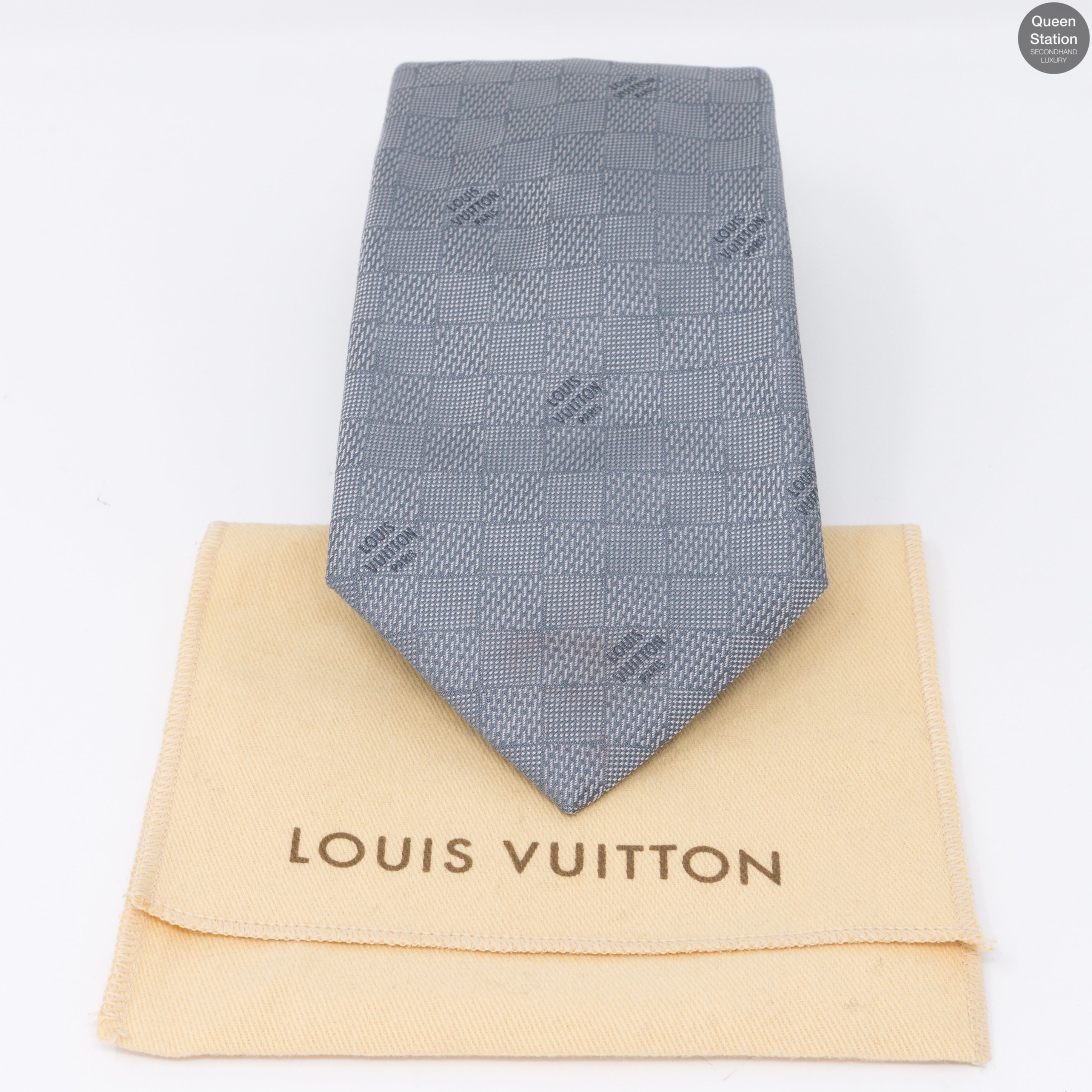 Damier Classique Gray Silk Tie
