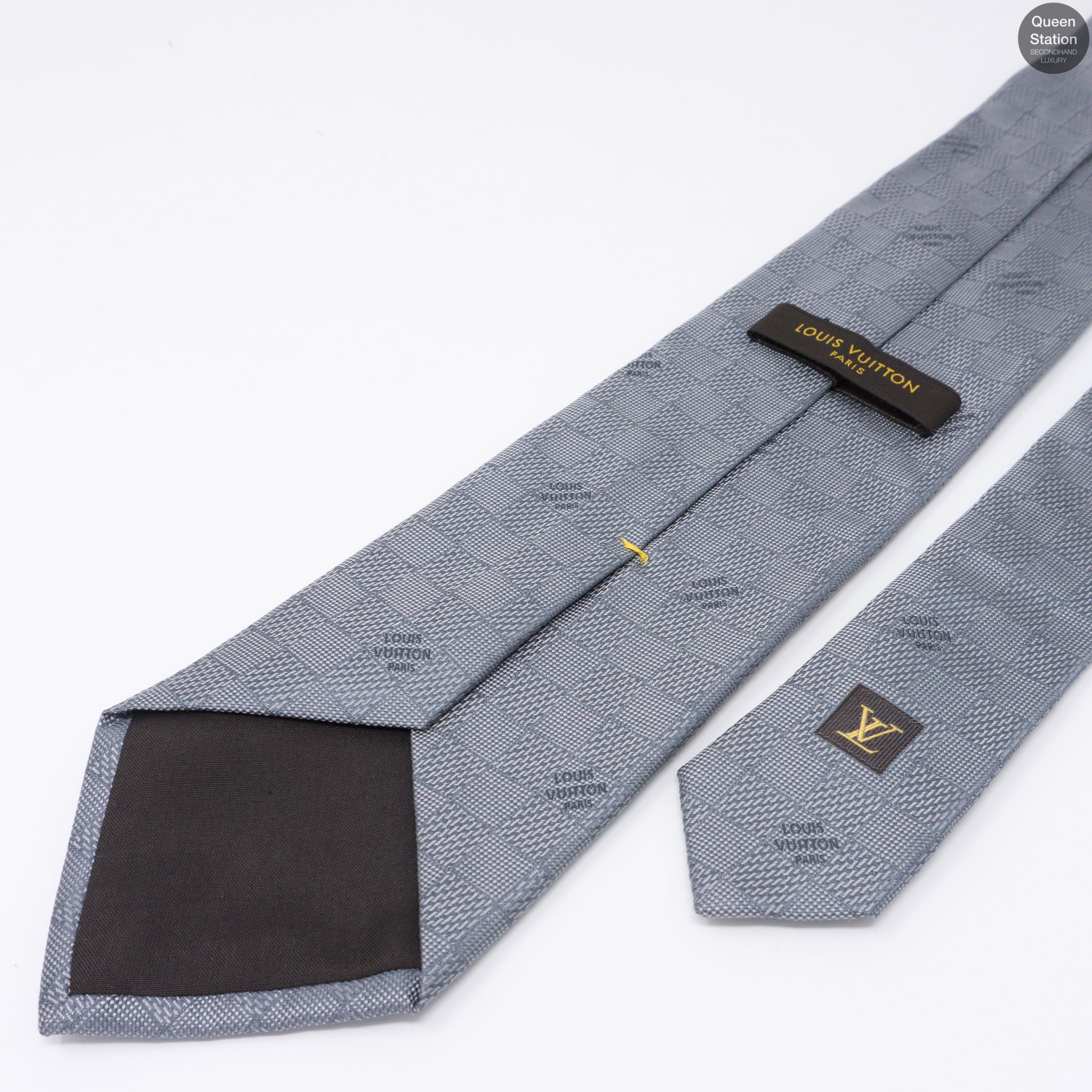 Damier Classique Gray Silk Tie