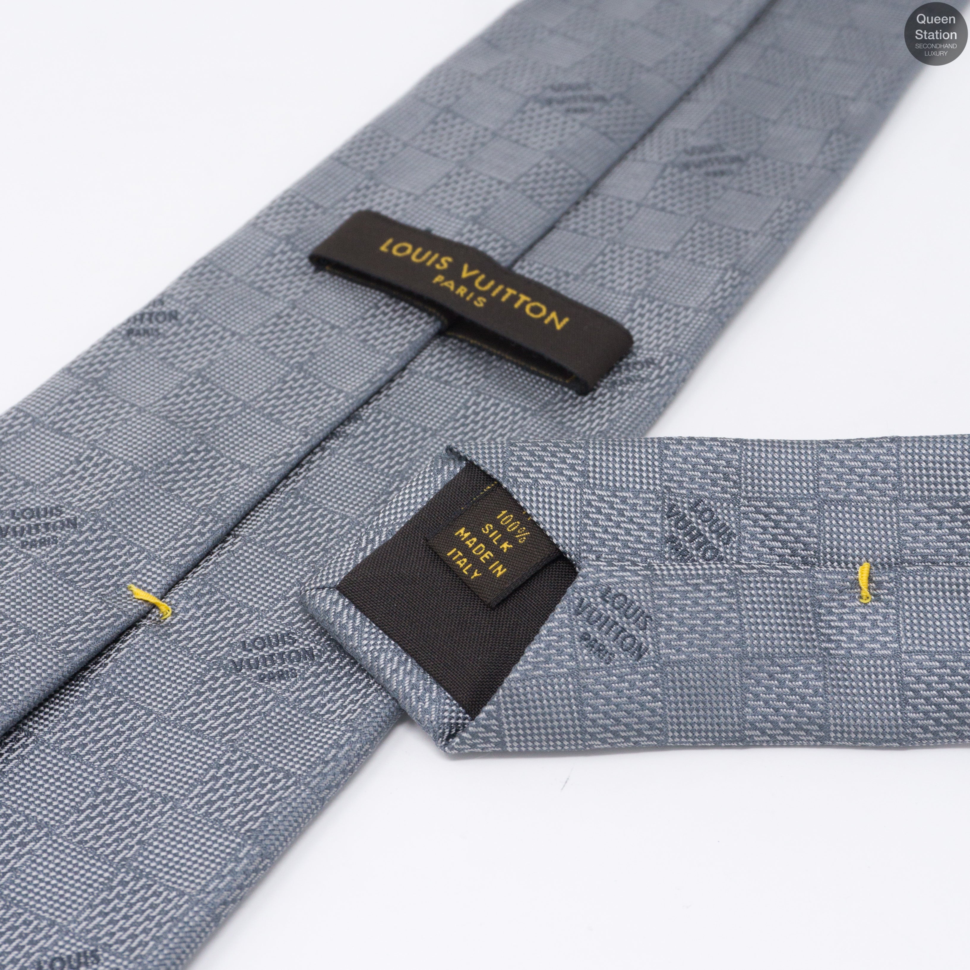 Damier Classique Gray Silk Tie