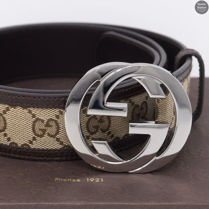 Double G Buckle Monogram Belt 90 cm