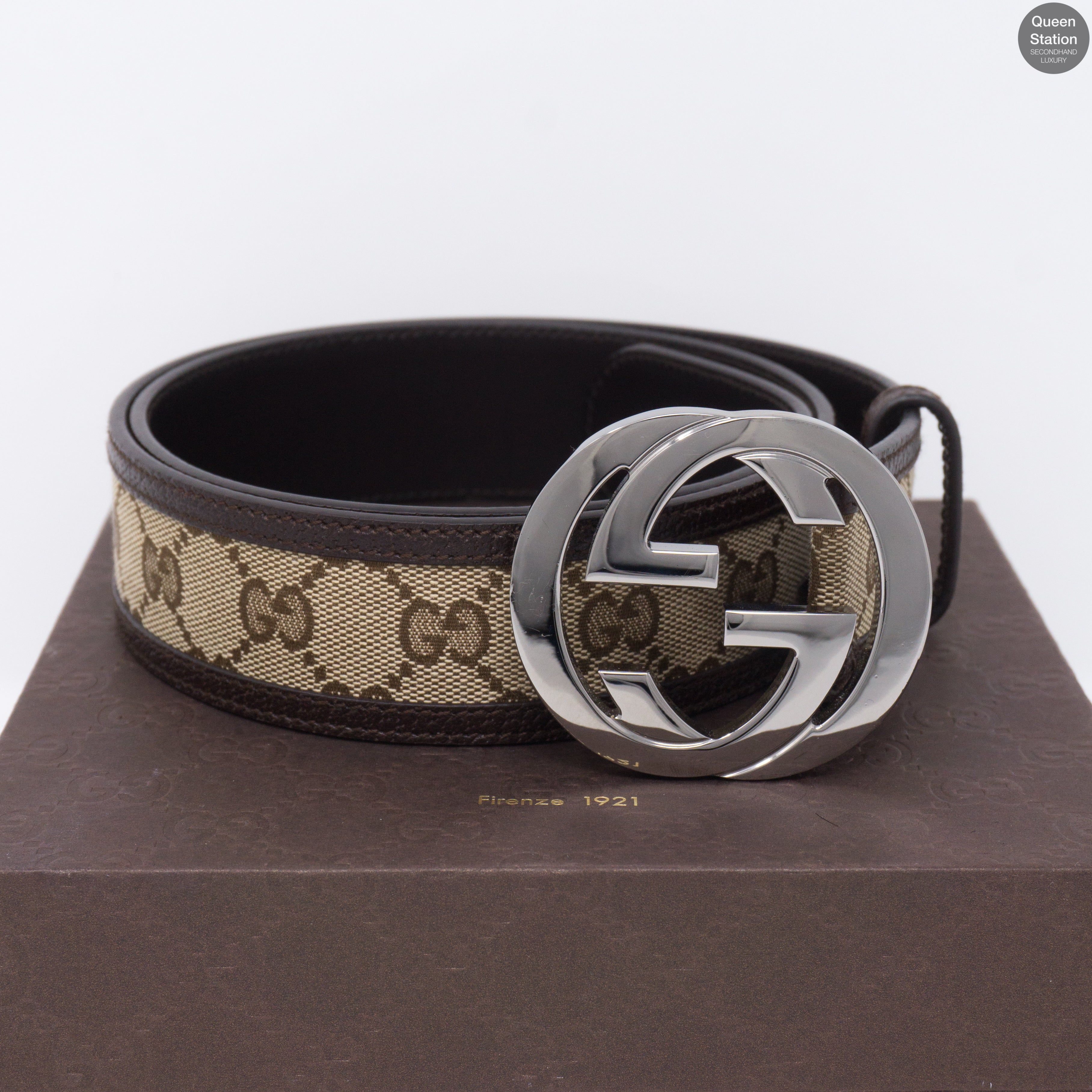 Double G Buckle Monogram Belt 90 cm