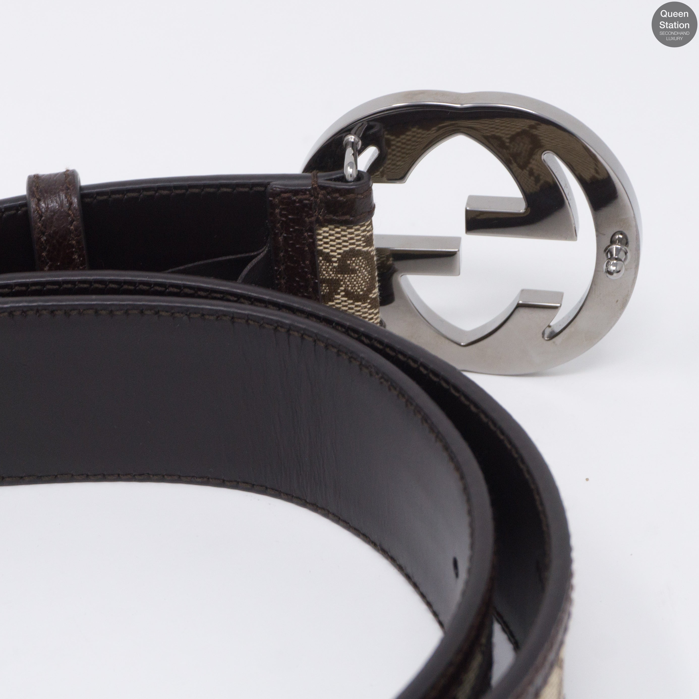 Double G Buckle Monogram Belt 90 cm
