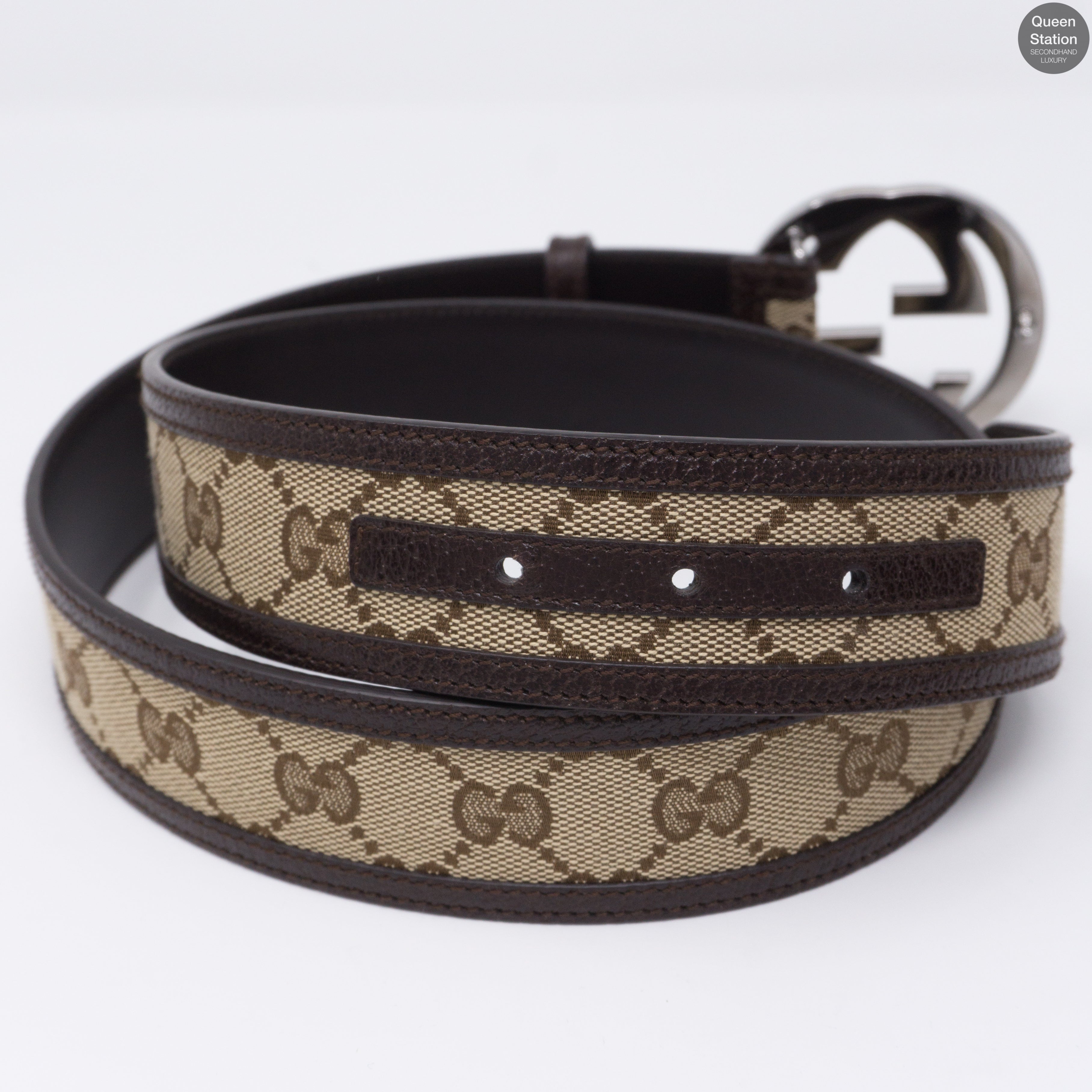 Double G Buckle Monogram Belt 90 cm