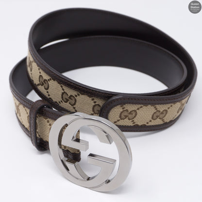 Double G Buckle Monogram Belt 90 cm