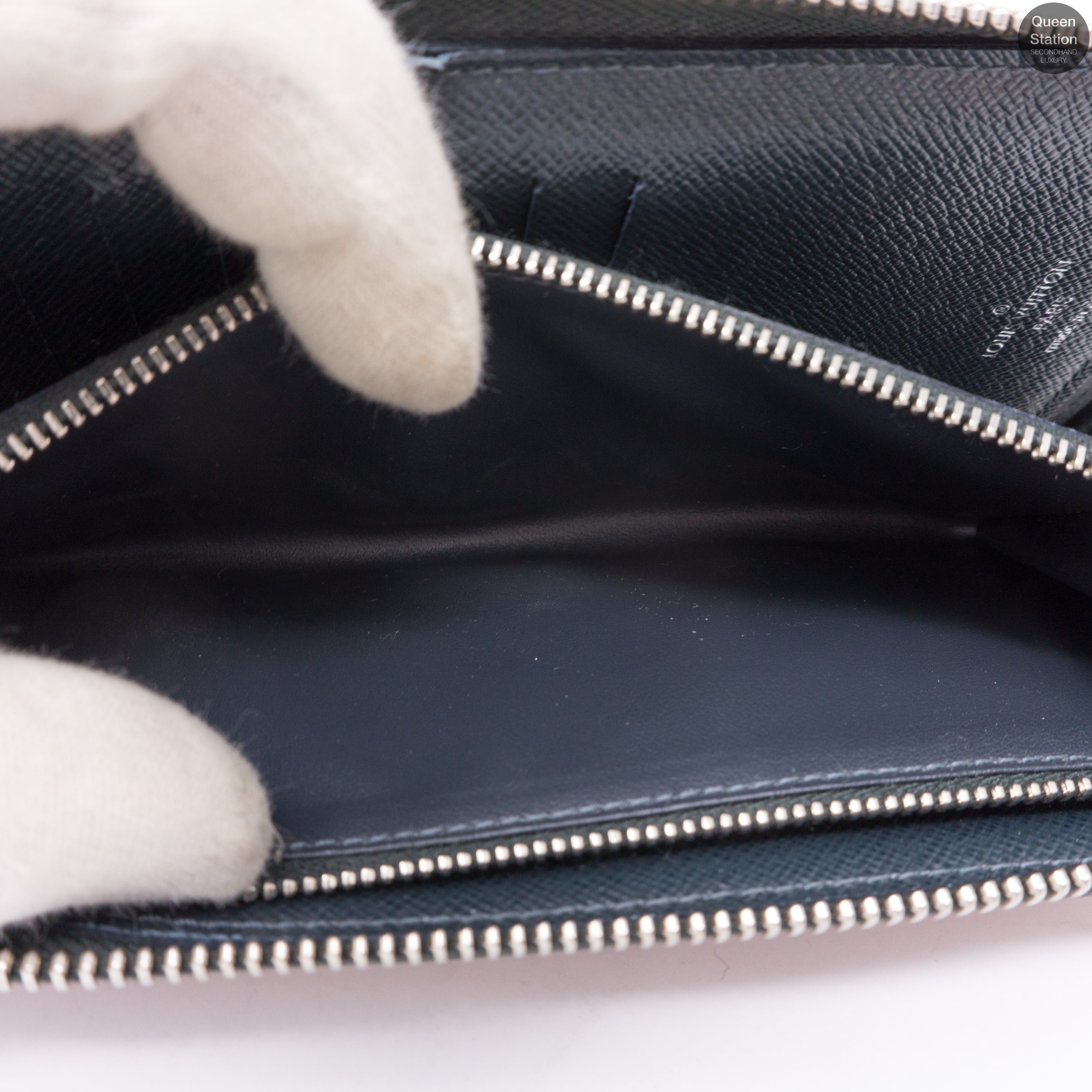 Zippy Vertical Monogram Cobalt Stripe Wallet