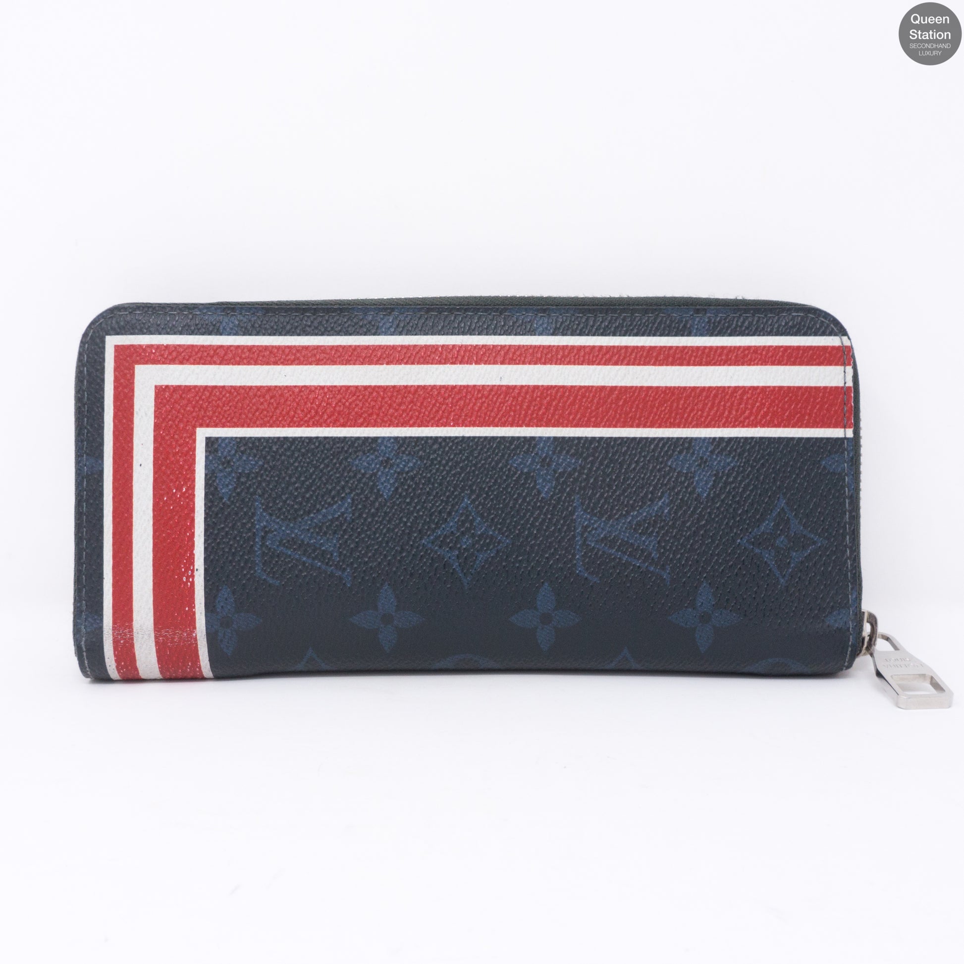 Louis Vuitton – Zippy Vertical Monogram Cobalt Stripe Wallet – Queen Station