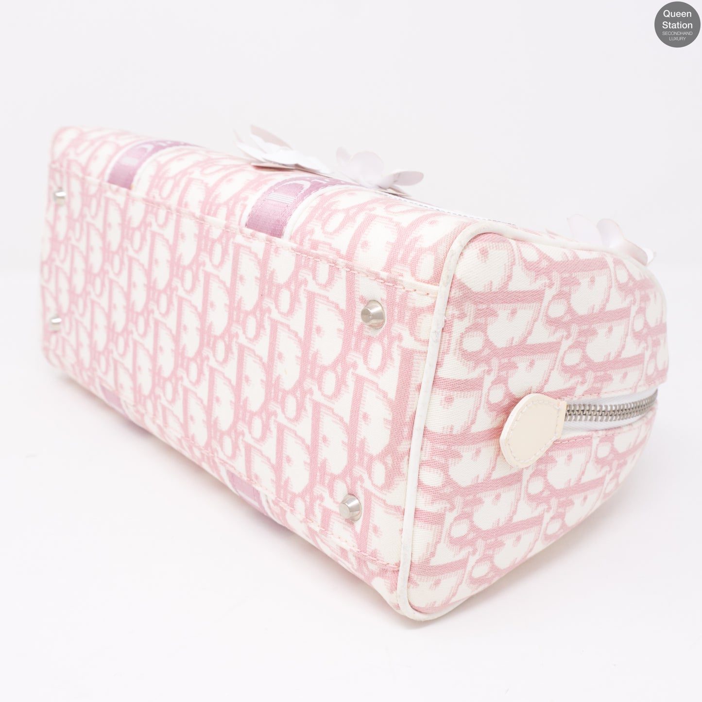 Pink Canvas Girly Flowers Boston Bag