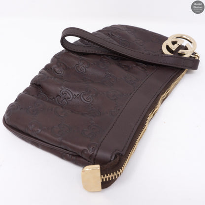 Guccissima GG Wristlet Pochette Brown Leather
