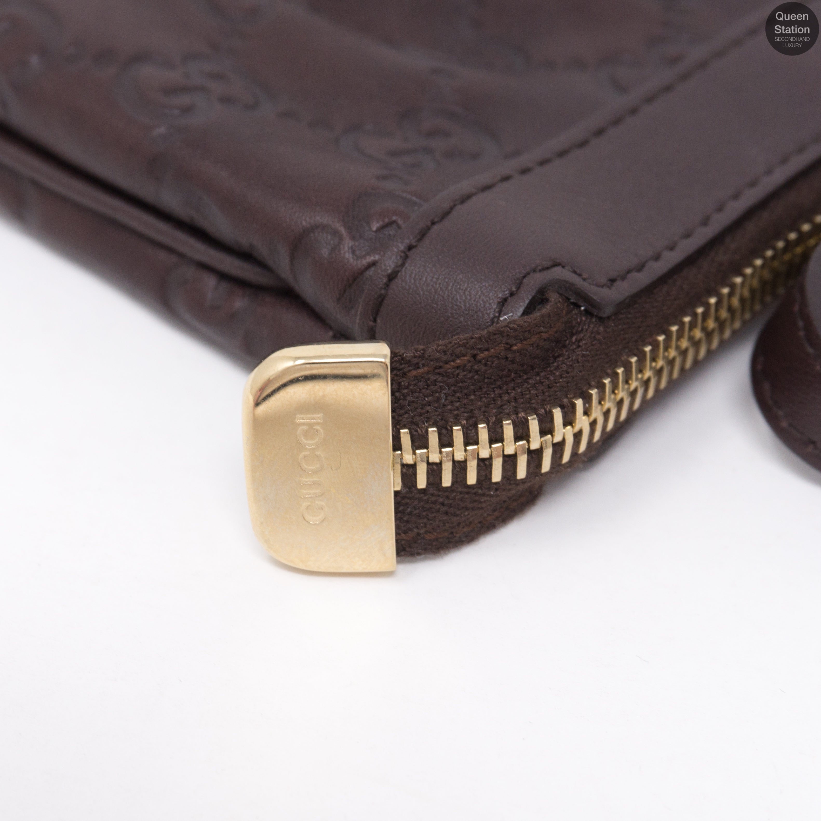 Guccissima GG Wristlet Pochette Brown Leather