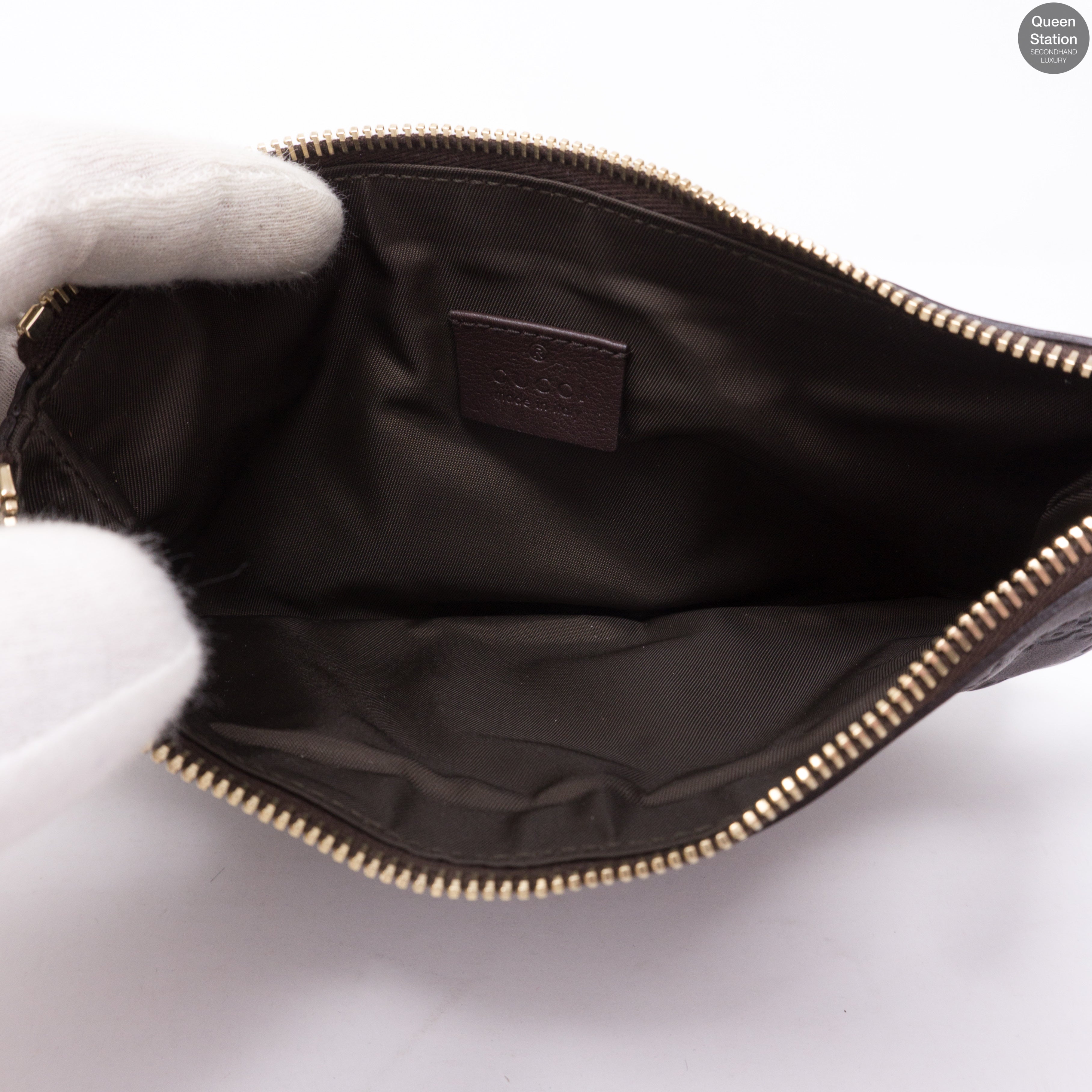 Guccissima GG Wristlet Pochette Brown Leather