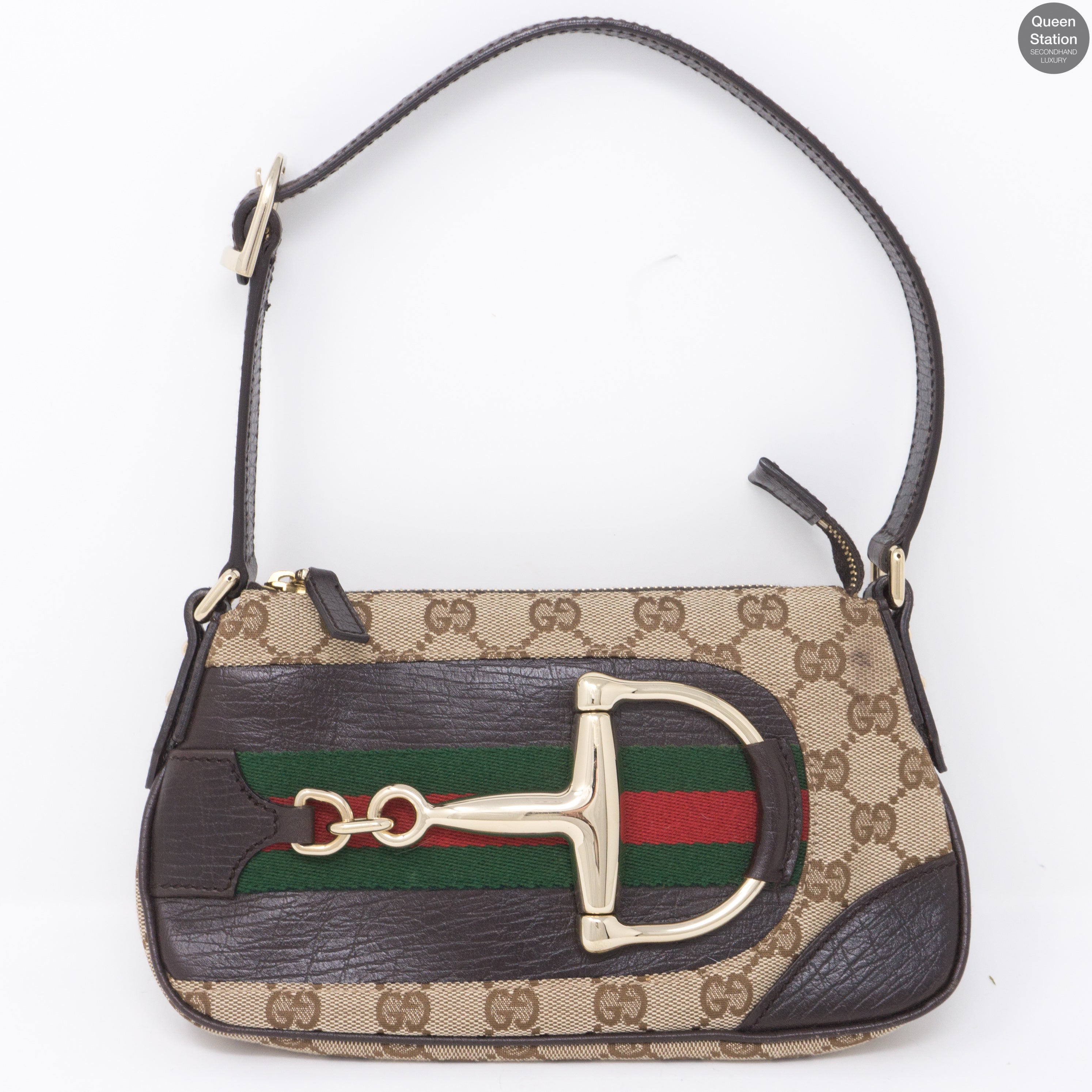 Gucci Guccissima GG Horsebit Pochette Monogram Canvas Queen