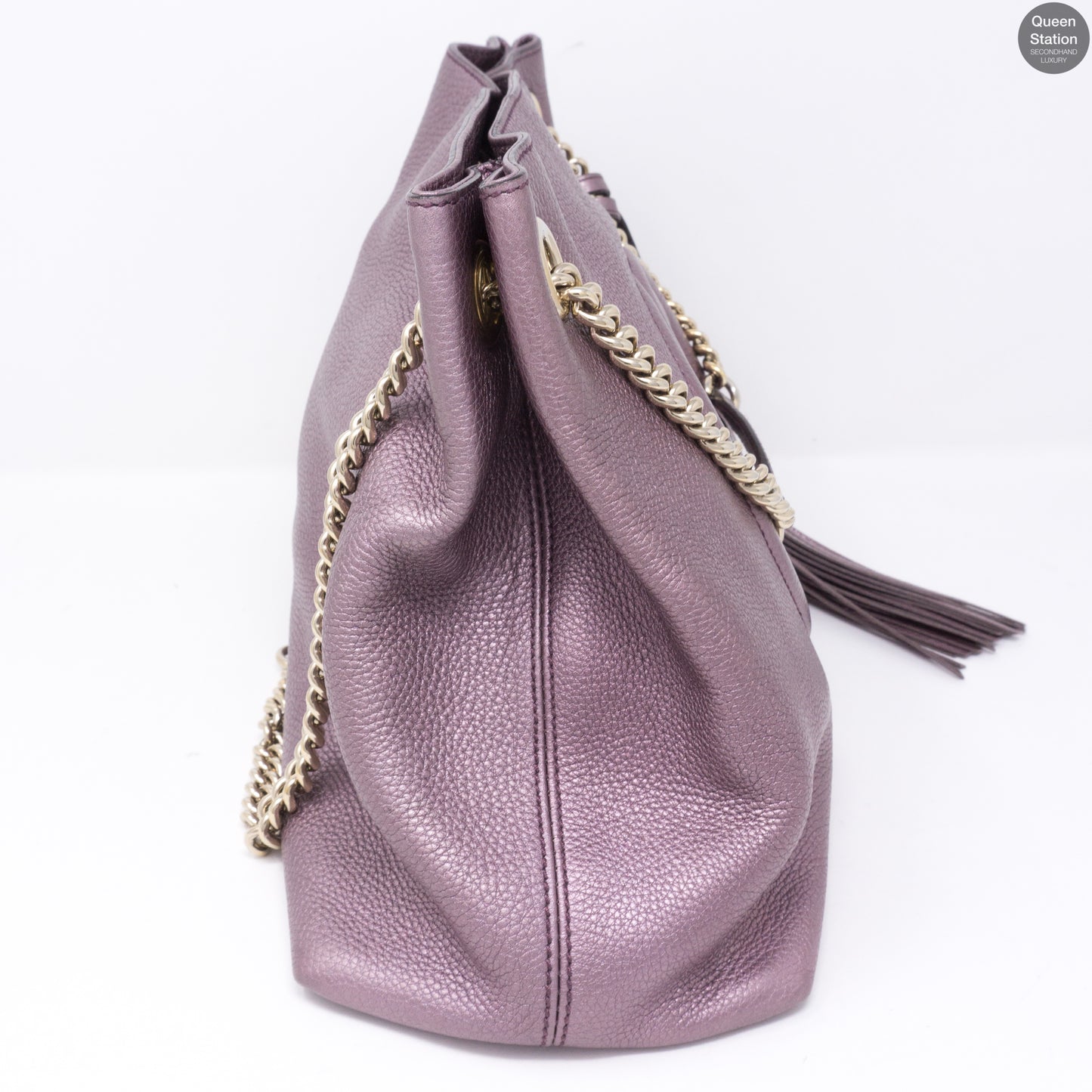 Soho Tassel Chain Metallic Purple Leather Bag