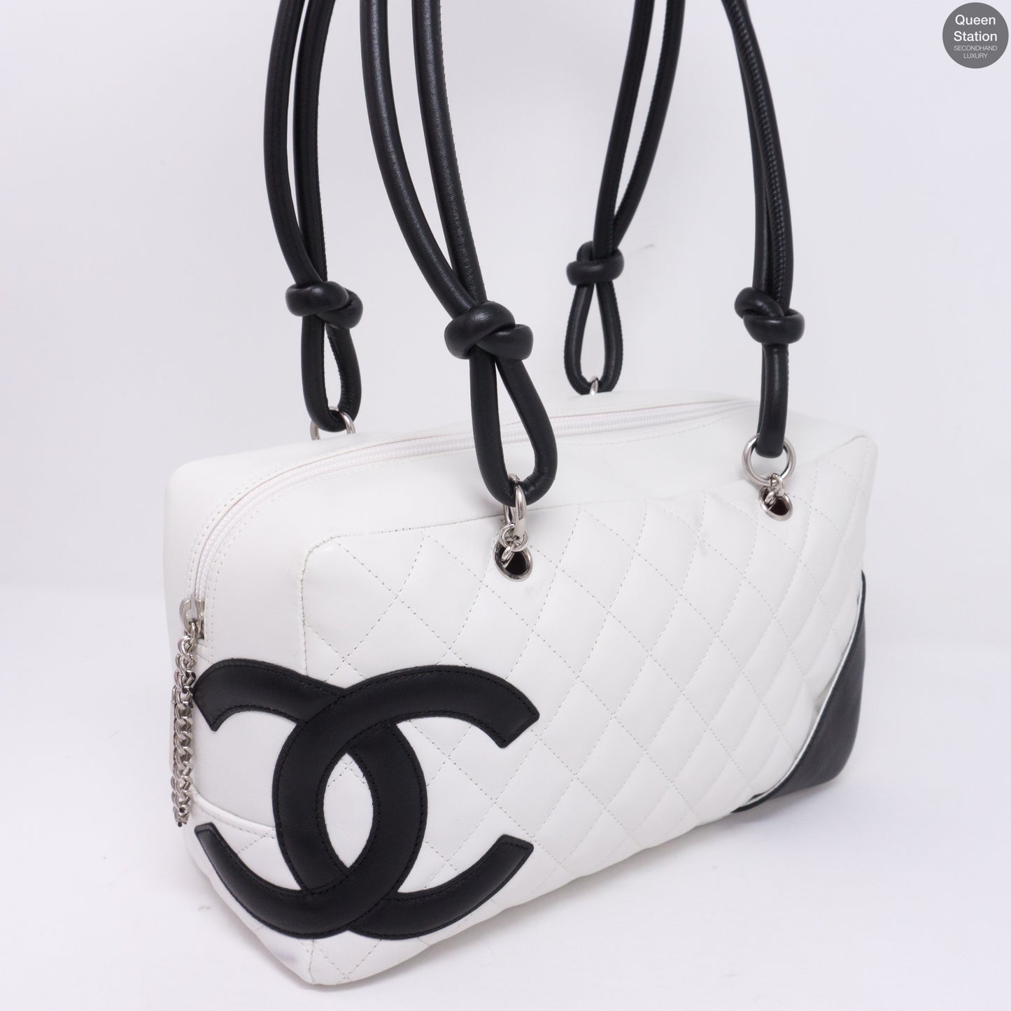 Cambon Bowler Quilted Leather White
