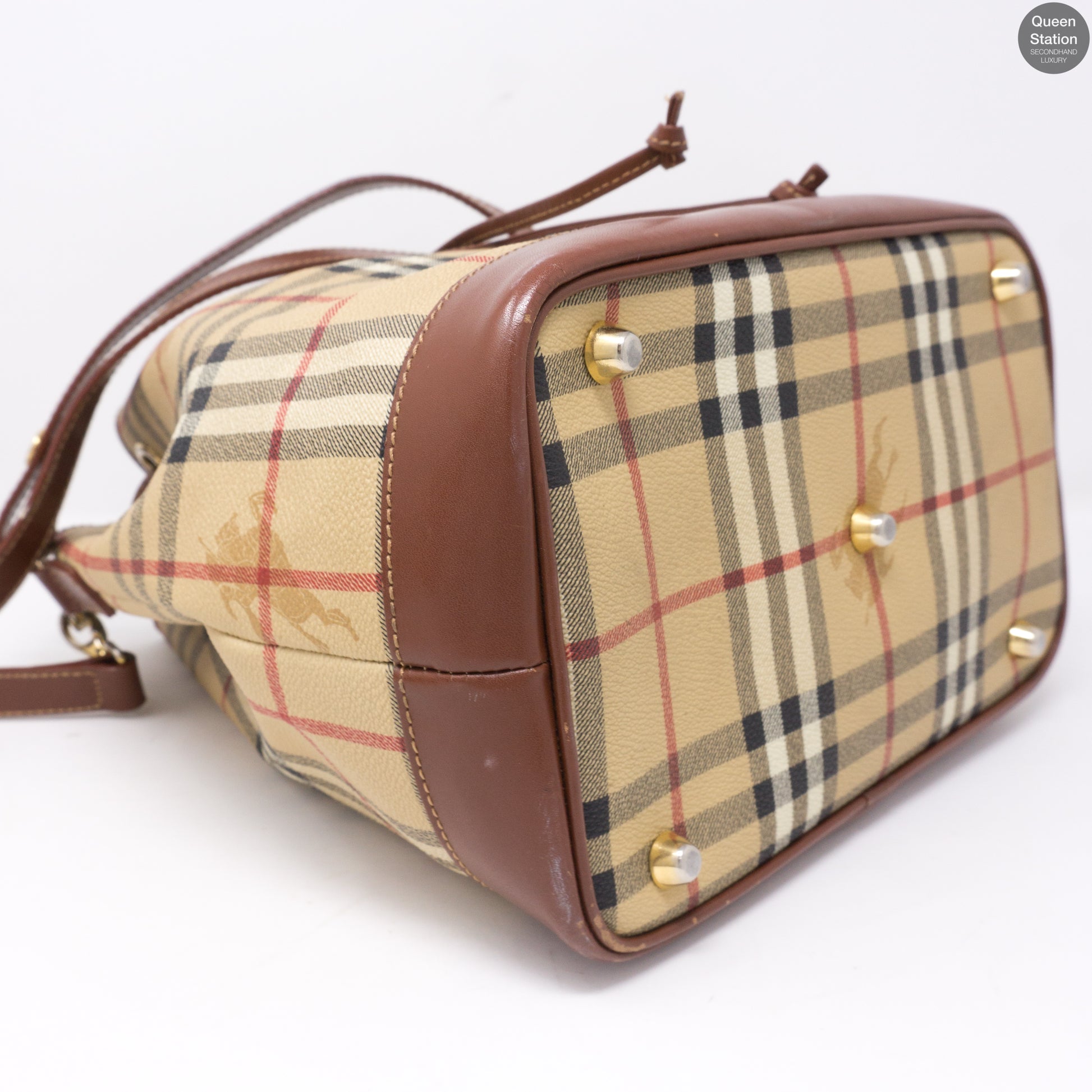 Burberry Haymarket Check Coated Canvas Bucket Bag - Yoogi's Closet