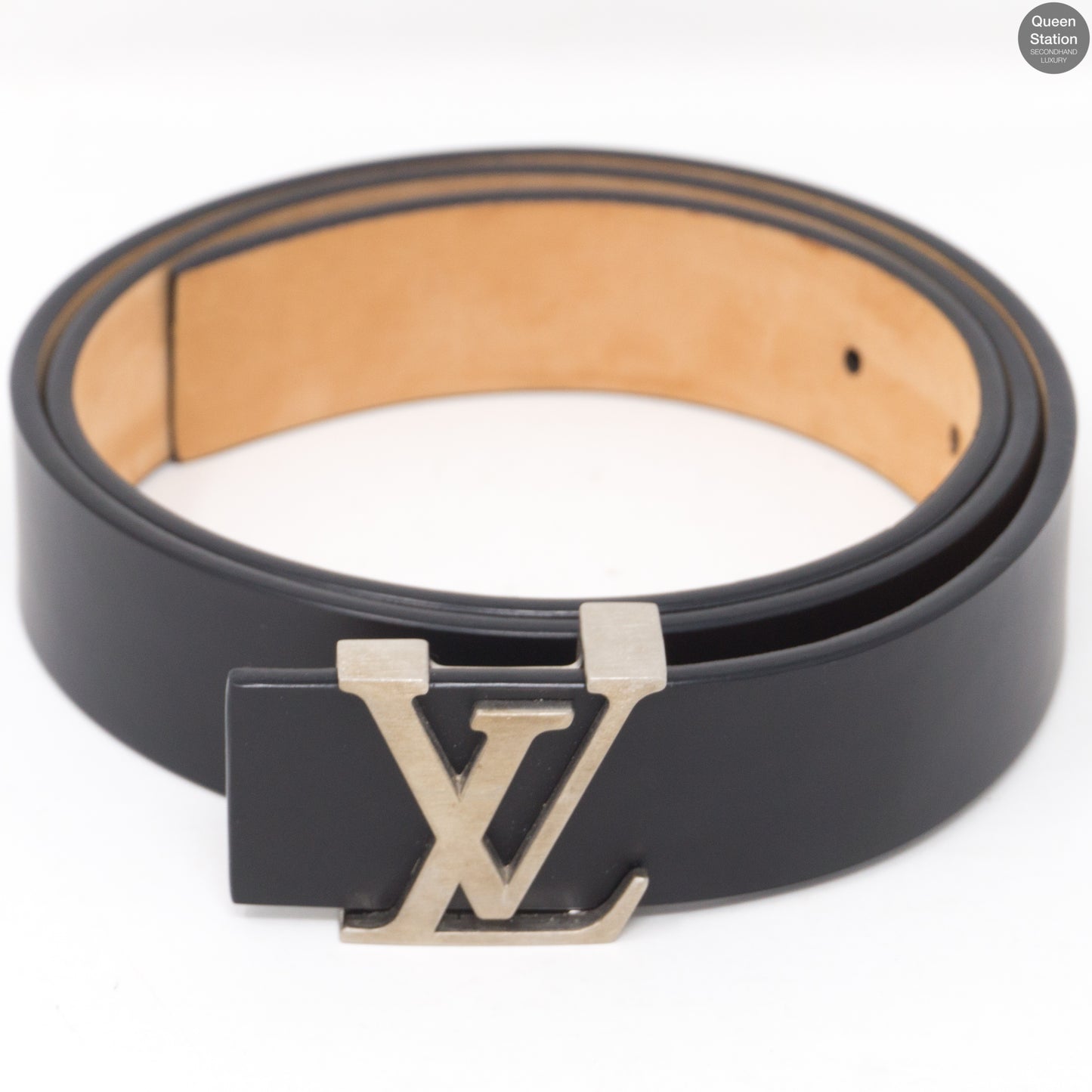 Louis Vuitton – Initiales Studded Belt 85 cm Black Leather – Queen Station