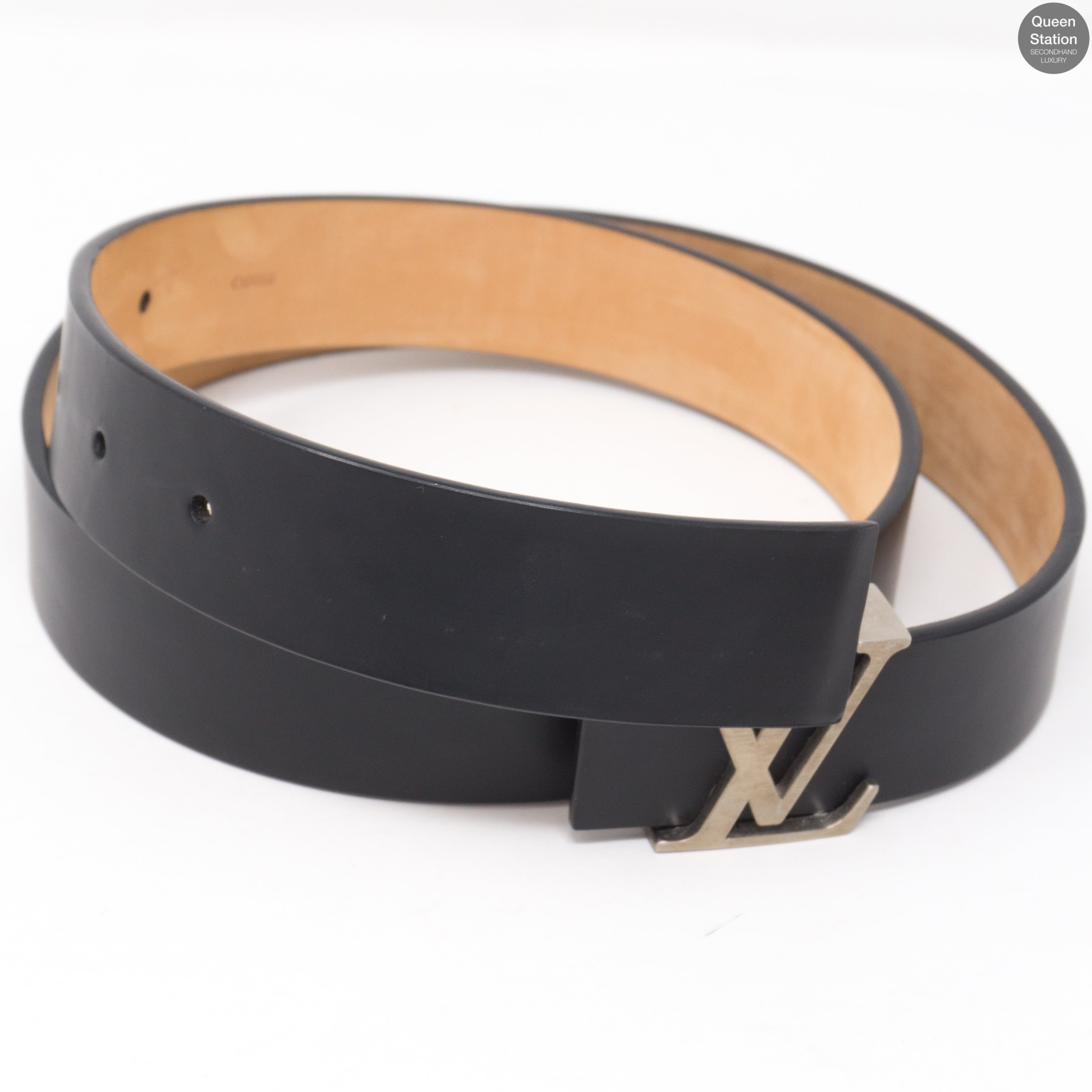 LV Initiales Black Leather Belt 85 / 30