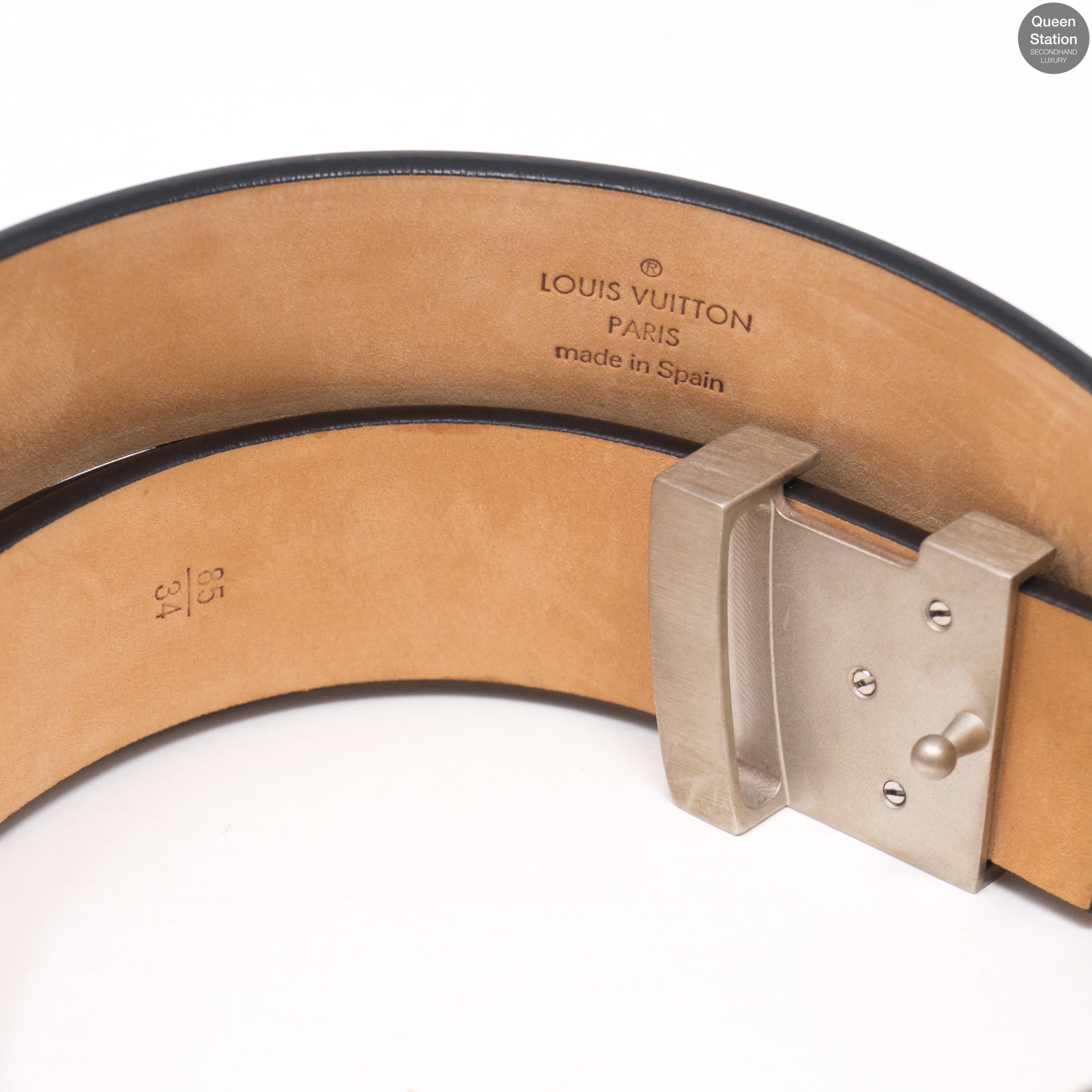 LV Initiales Black Leather Belt 85 / 30