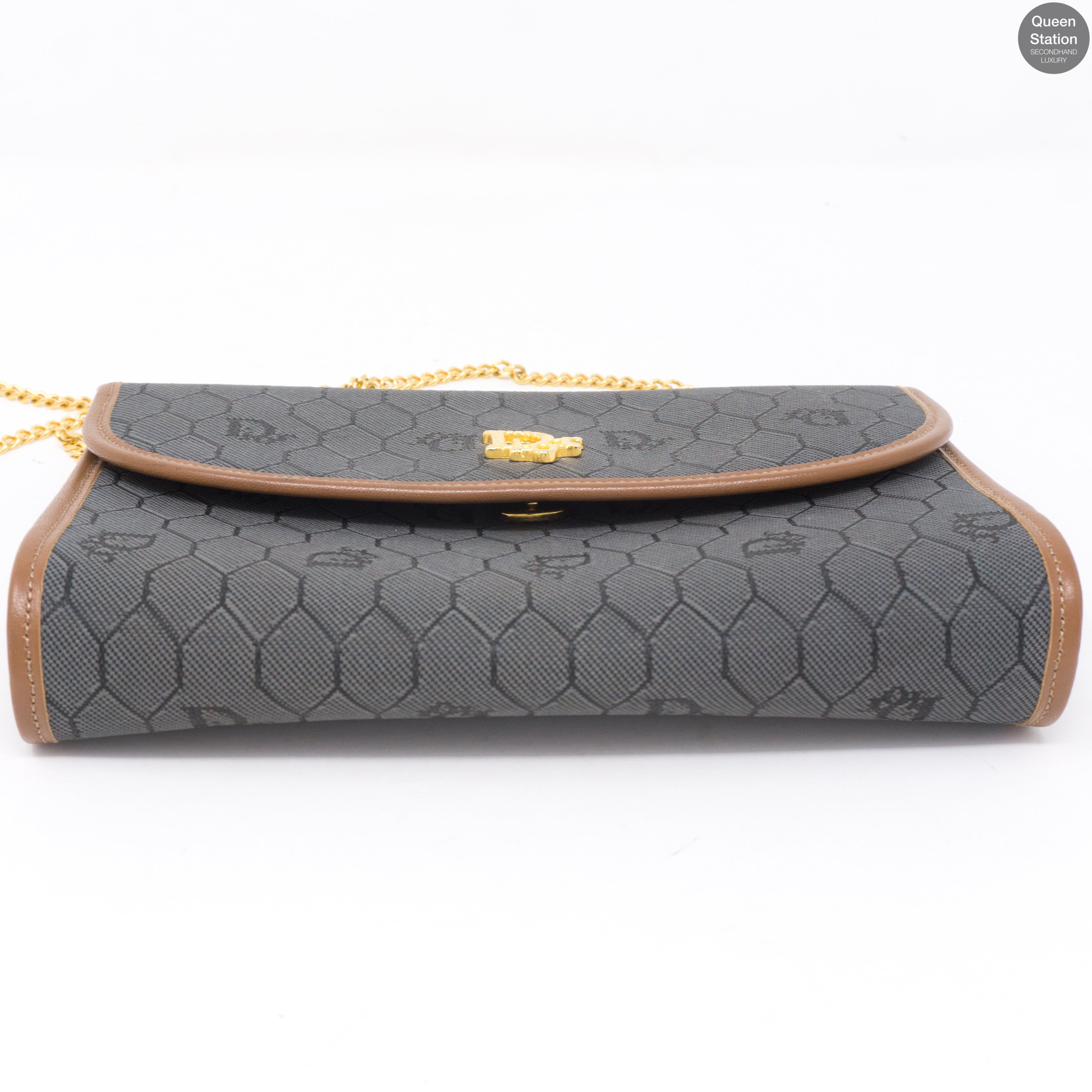 Gray Canvas Chain Clutch