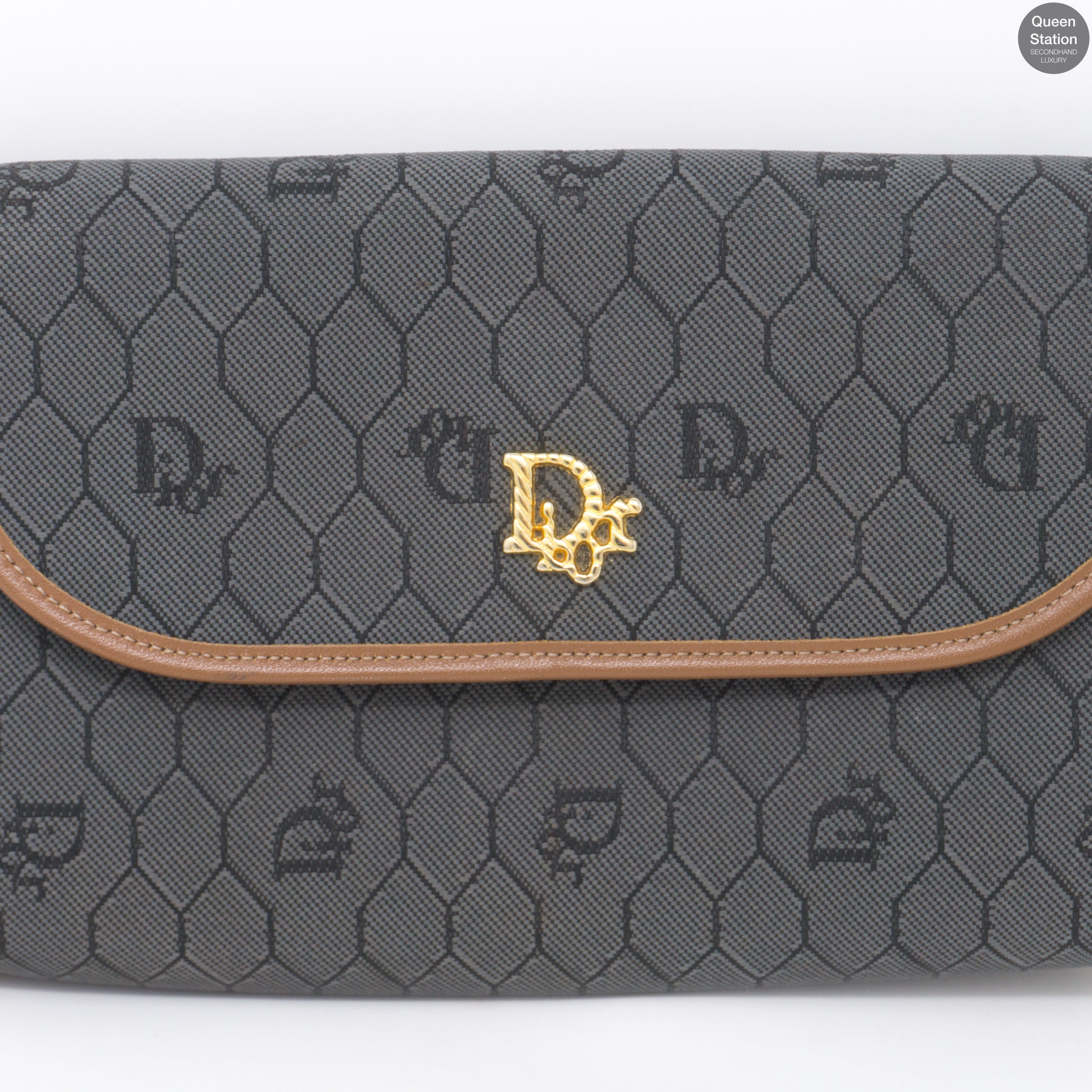 Gray Canvas Chain Clutch