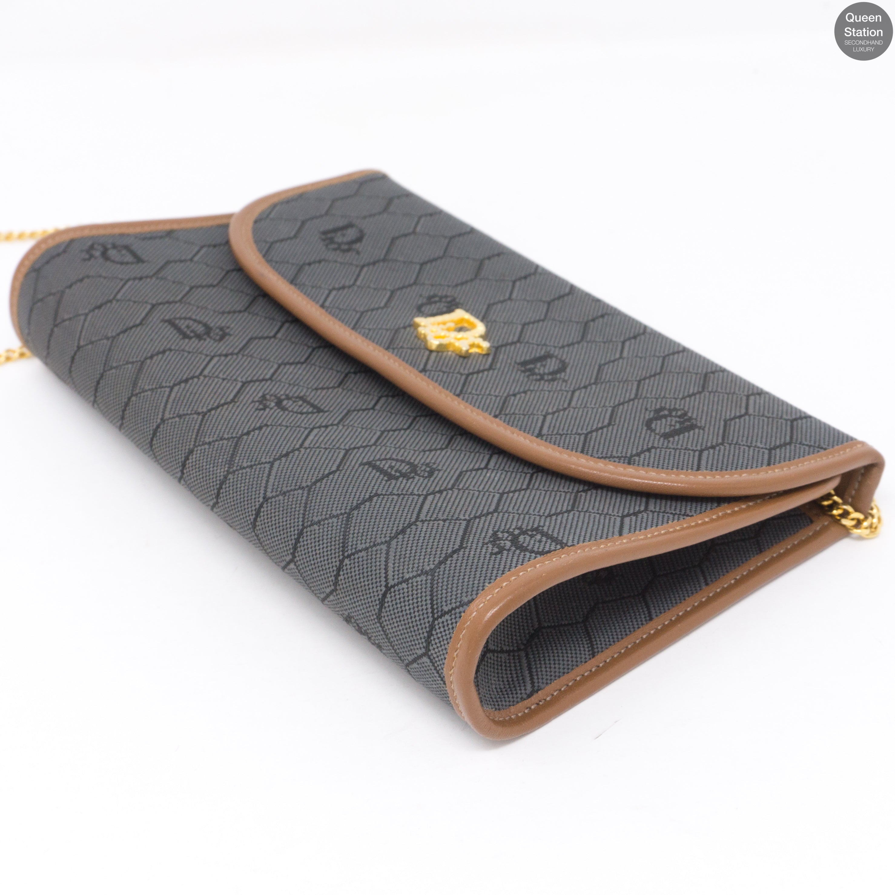 Gray Canvas Chain Clutch