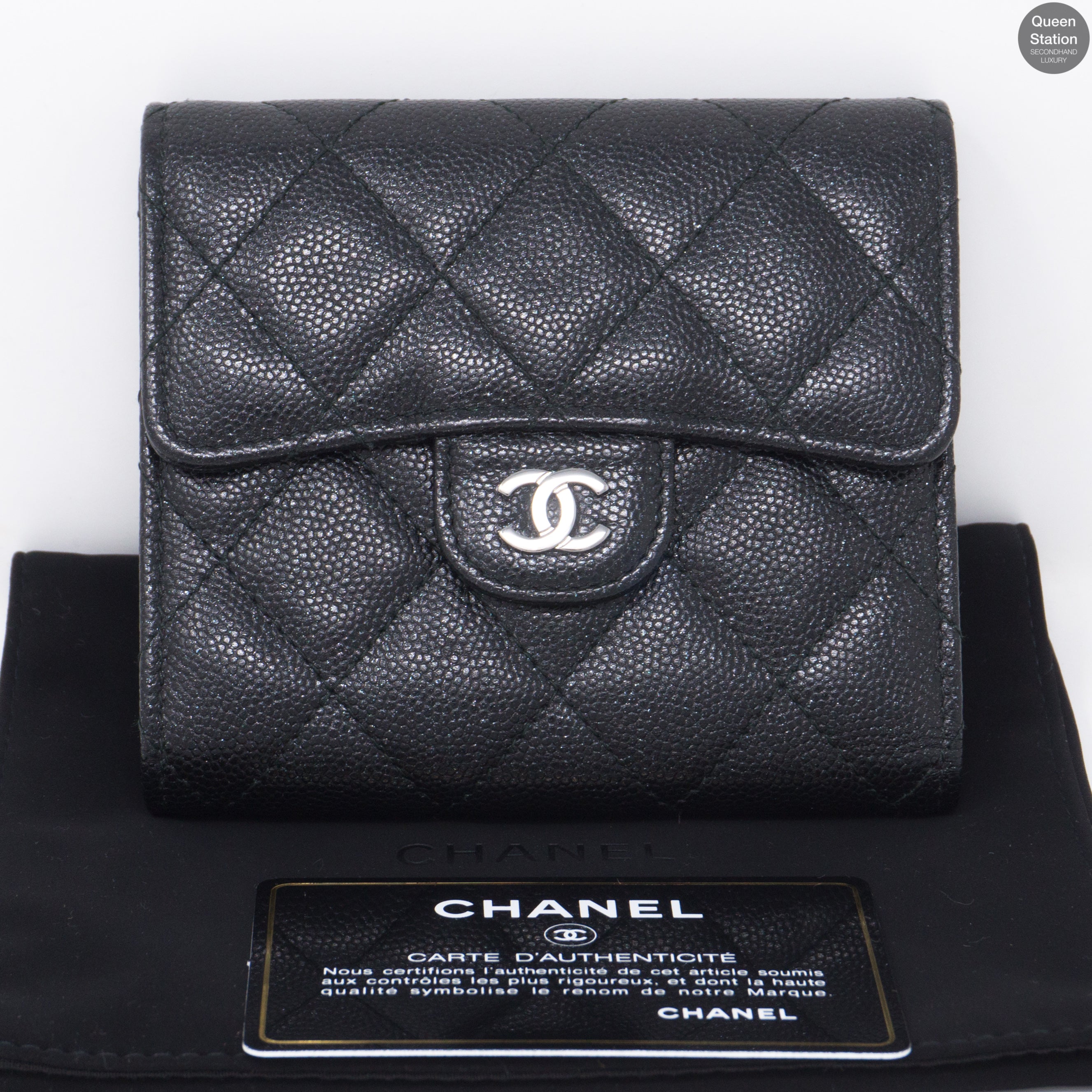 Chanel – Classic Small Flap Wallet Black Caviarskin Leather