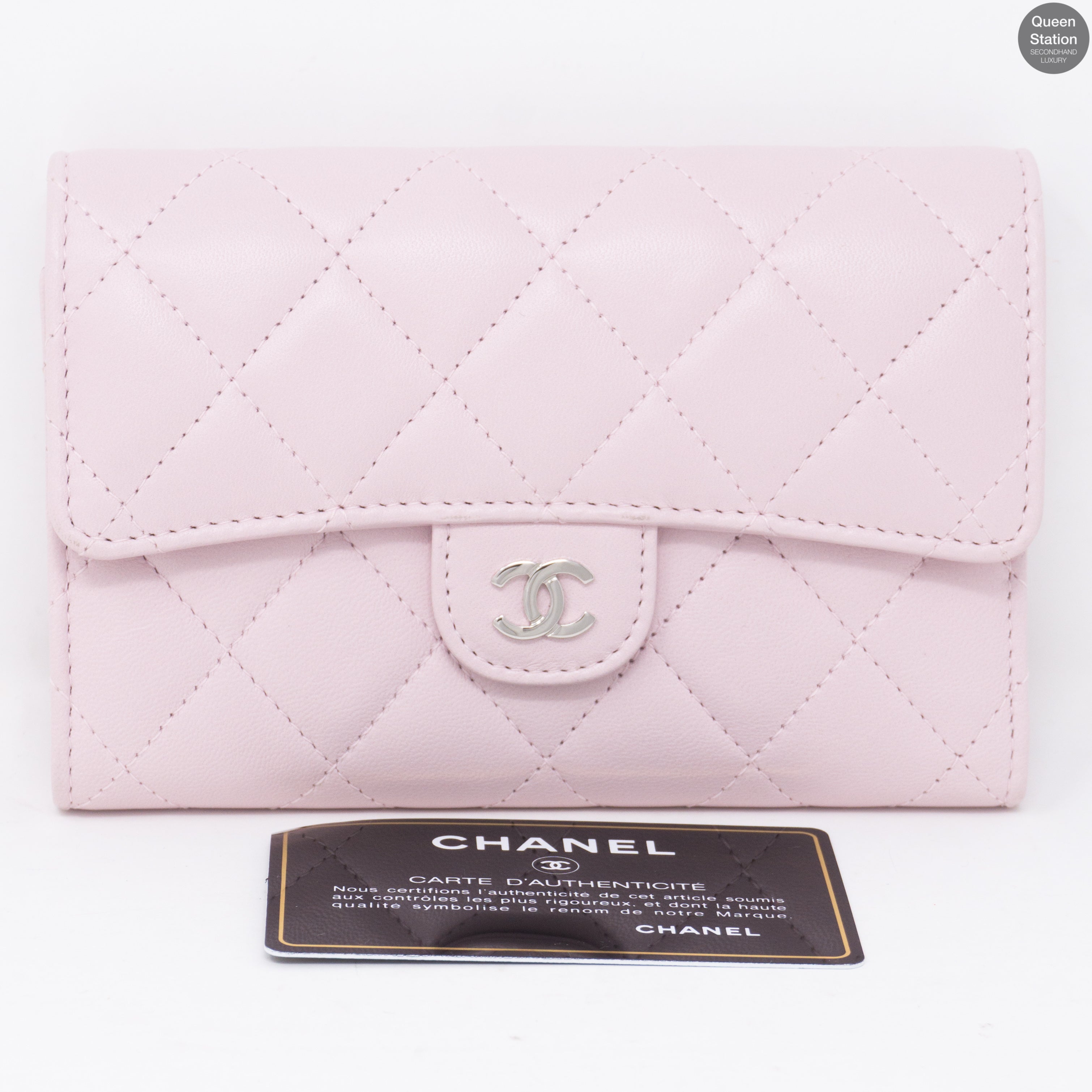 CHANEL Caviar Quilted Compact Flap Wallet Light Pink 742247