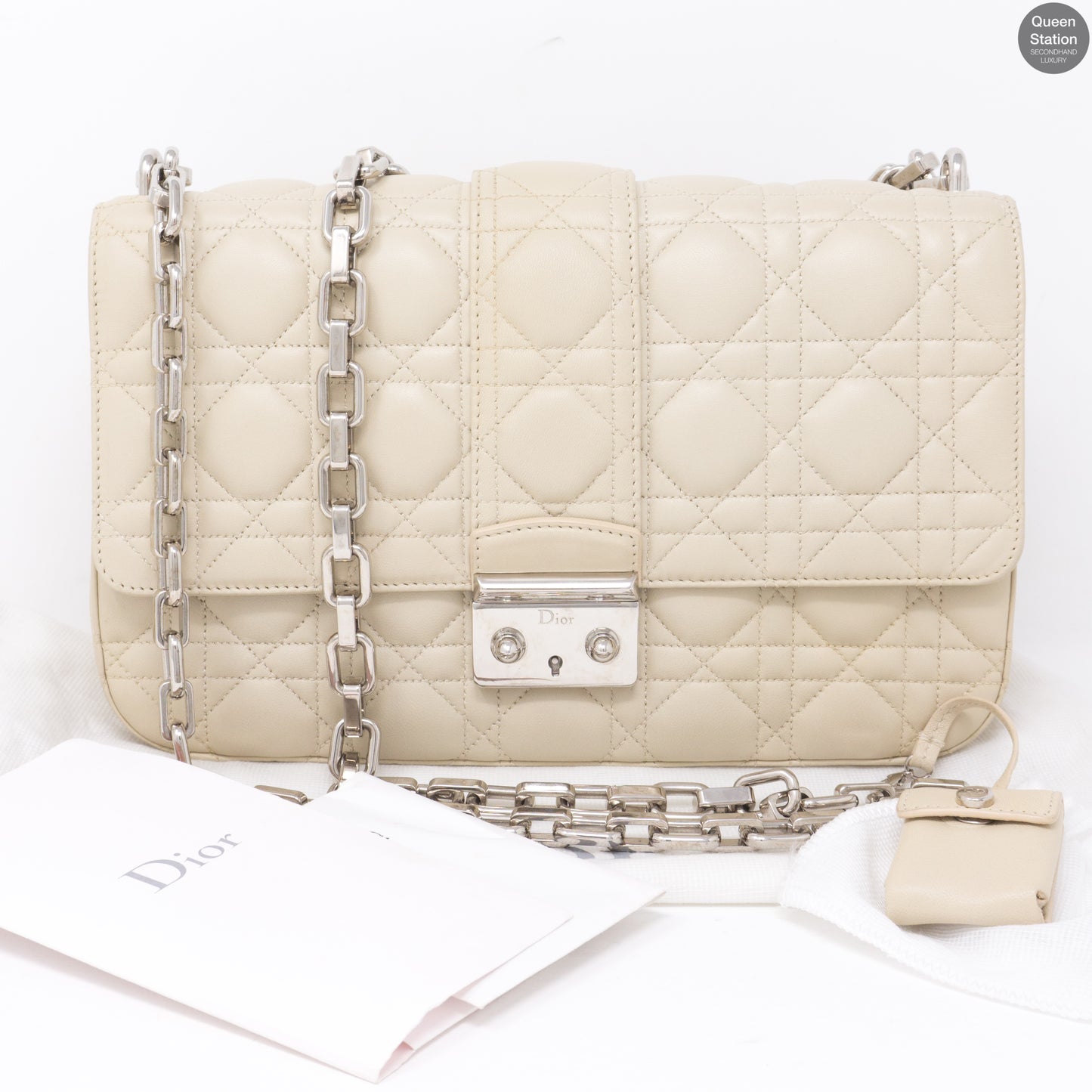 Miss Dior Medium Beige Leather Long Chain