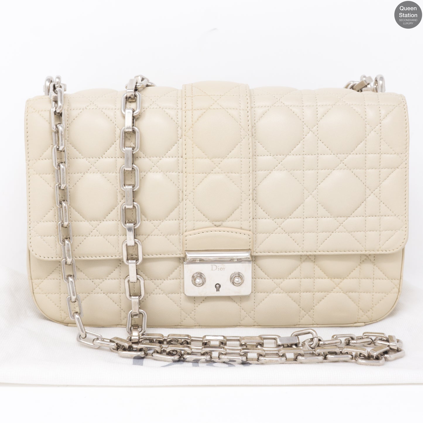 Miss Dior Medium Beige Leather Long Chain