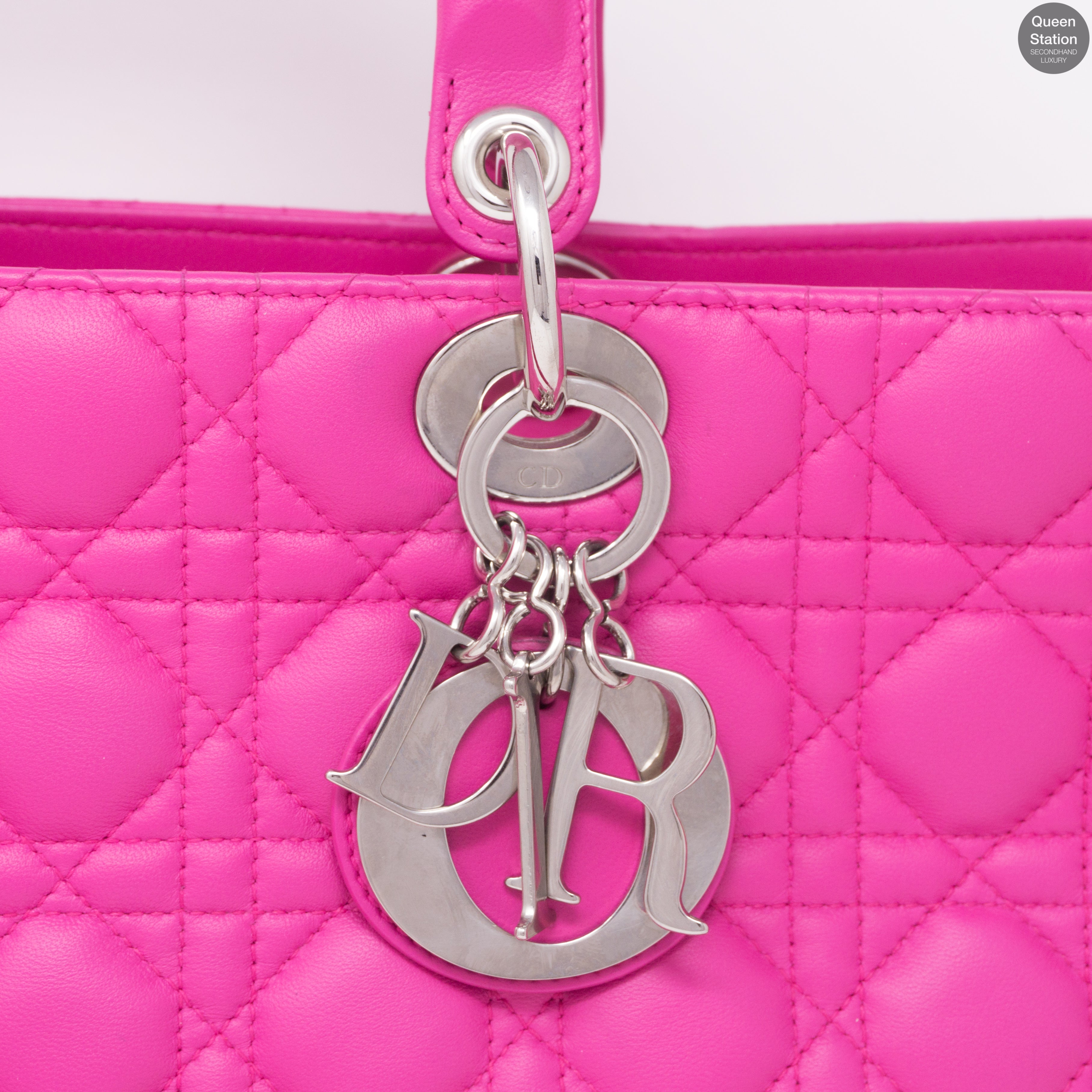 Lady Dior Large Rose Sorbet Leather