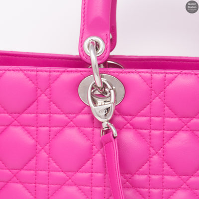 Lady Dior Large Rose Sorbet Leather