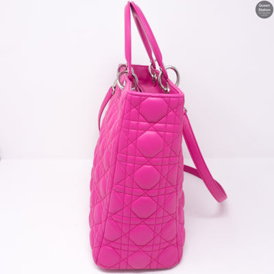 Lady Dior Large Rose Sorbet Leather