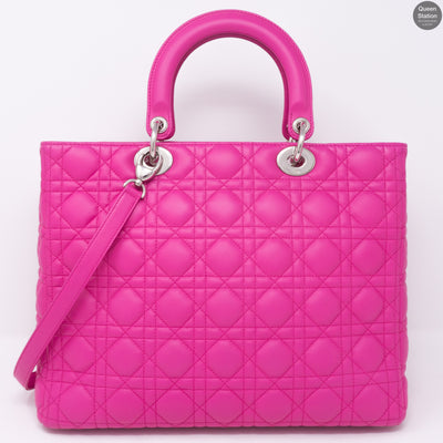 Lady Dior Large Rose Sorbet Leather