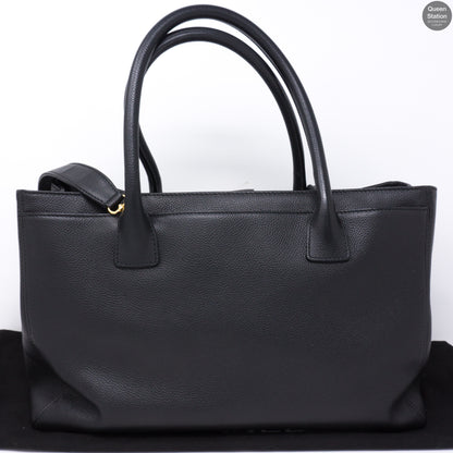 Executive Cerf Black Leather Tote