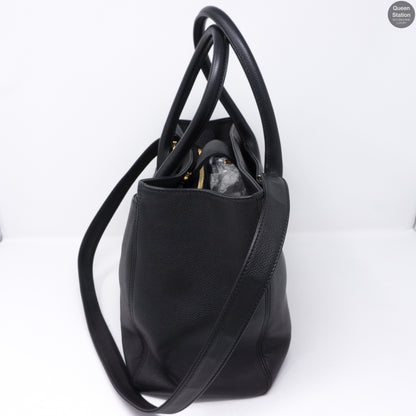 Executive Cerf Black Leather Tote