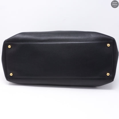 Executive Cerf Black Leather Tote