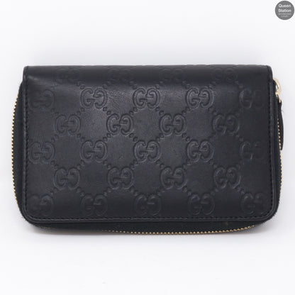 Zip Around Coin Wallet Black Leather