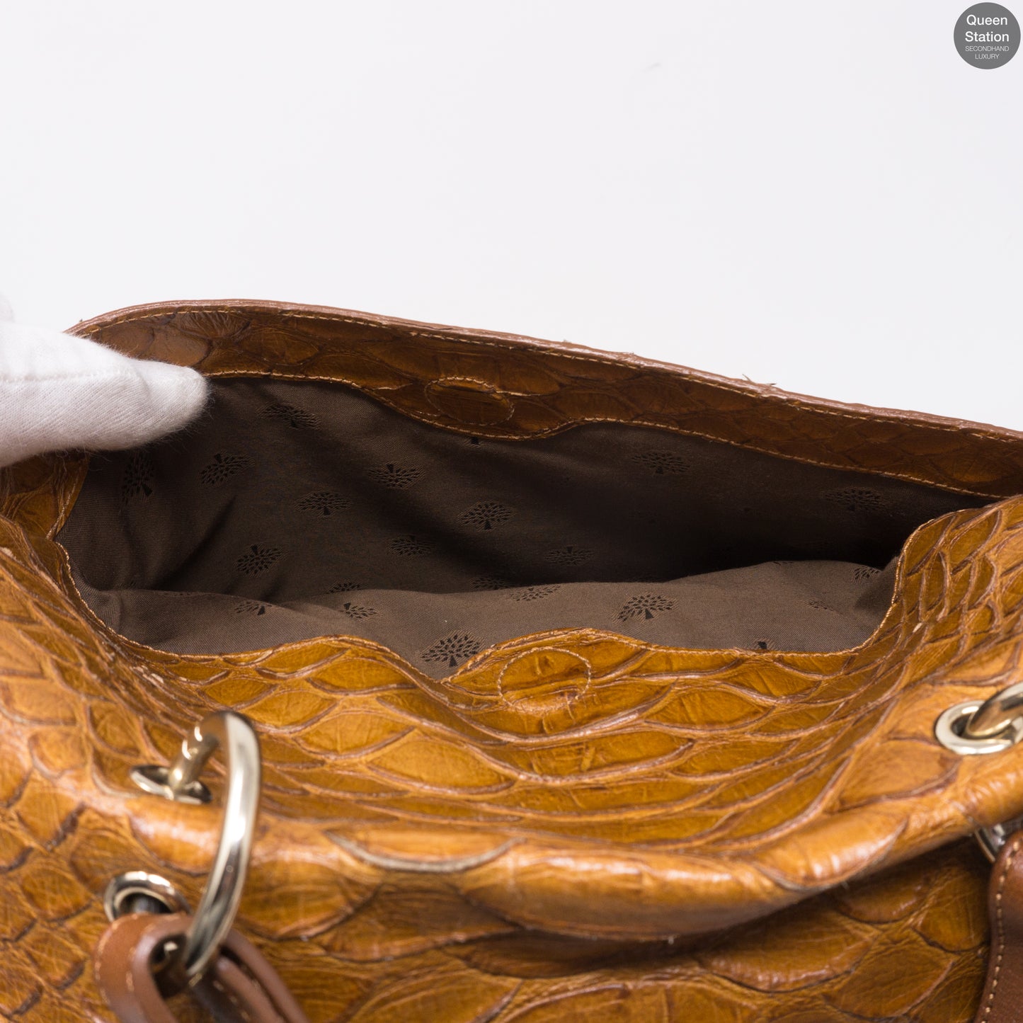 Satchel Brown Croc Embossed Leather