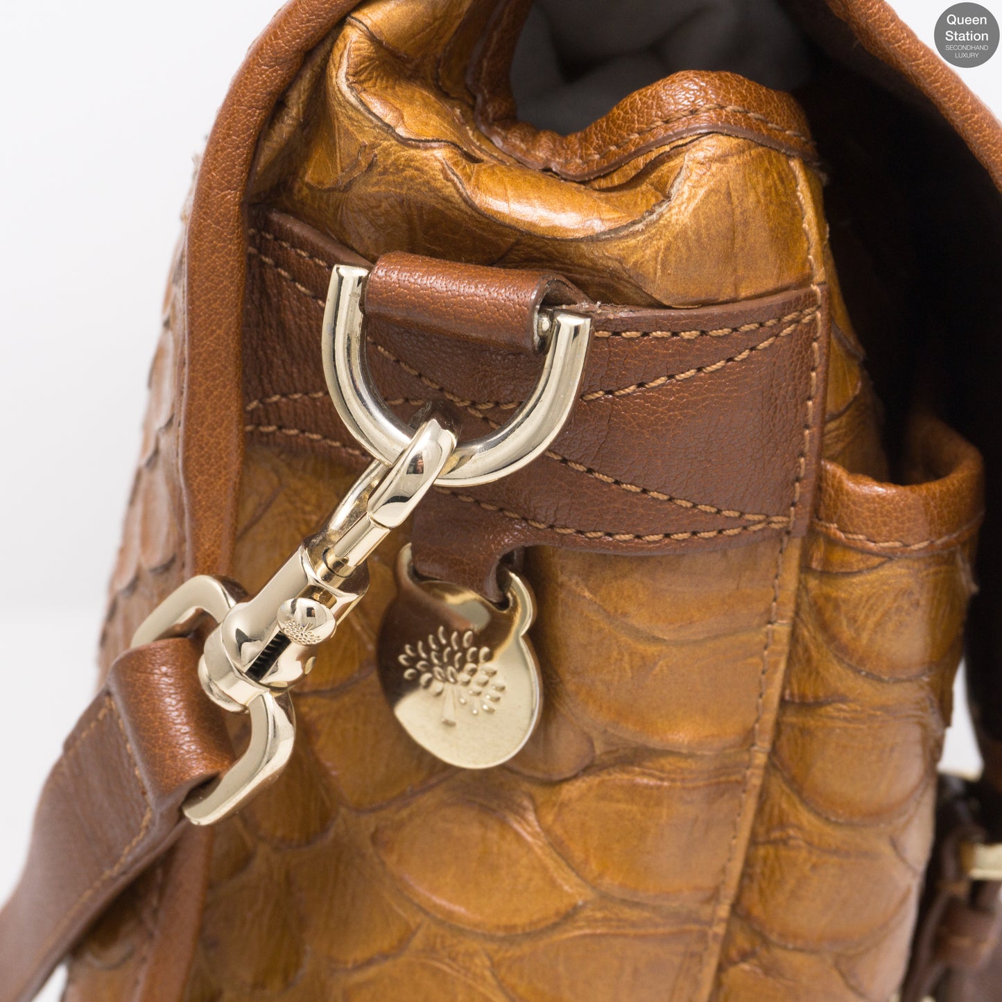 Satchel Brown Croc Embossed Leather