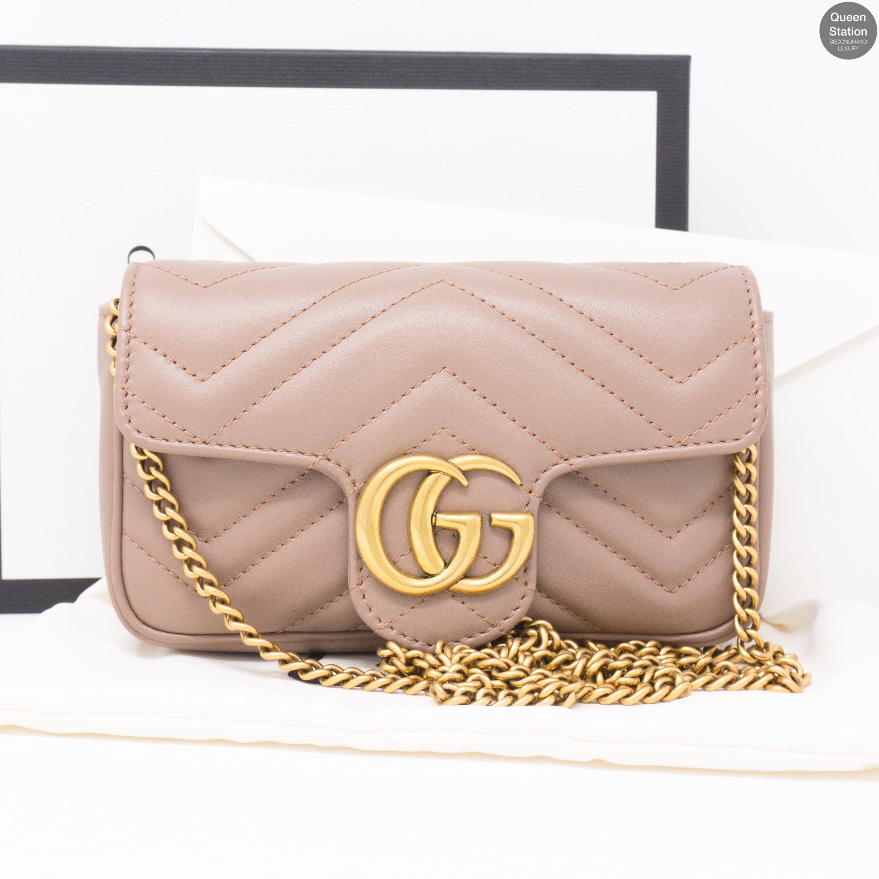 GG Marmont Flap Matelassé Super Mini Dusty Pink