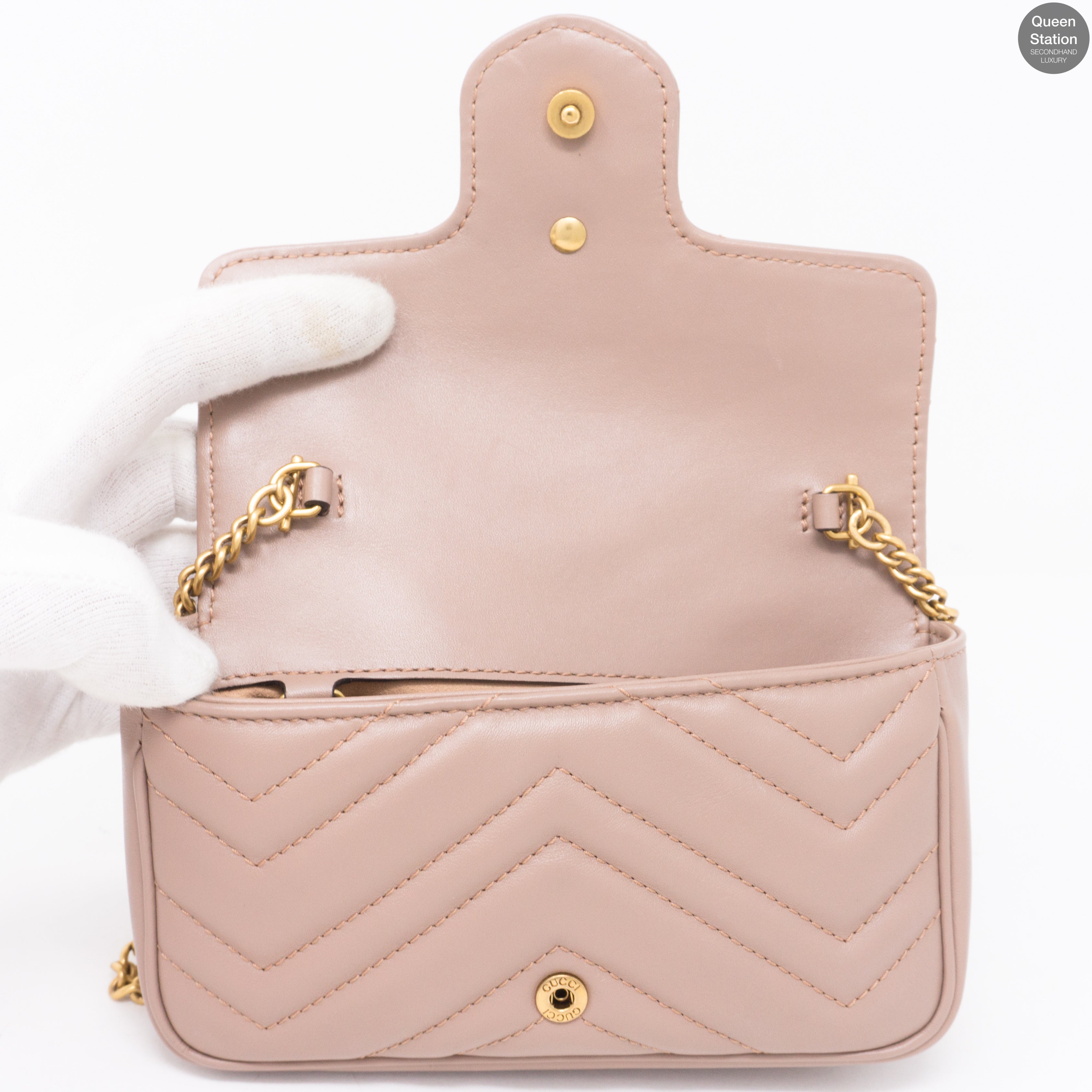 GG Marmont Flap Matelassé Super Mini Dusty Pink