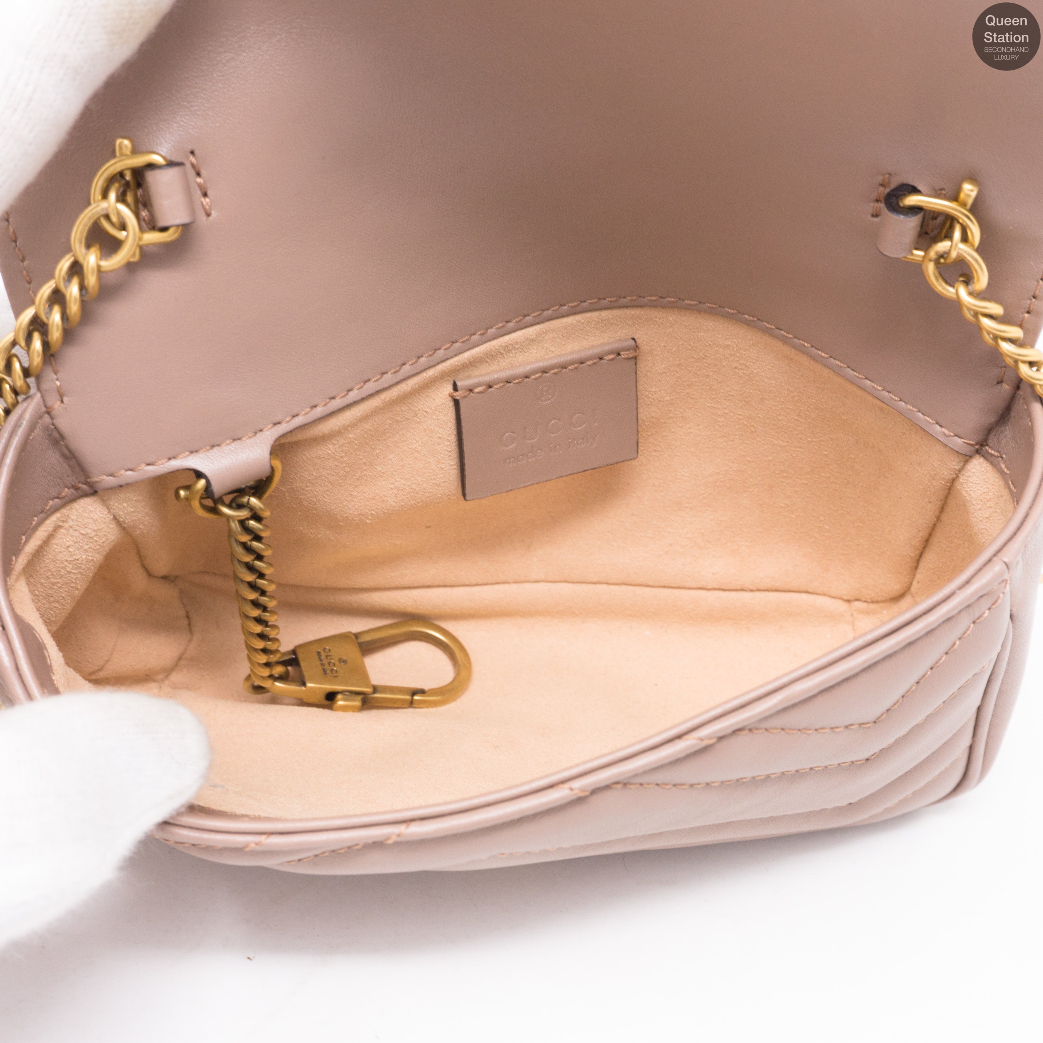 GG Marmont Flap Matelassé Super Mini Dusty Pink