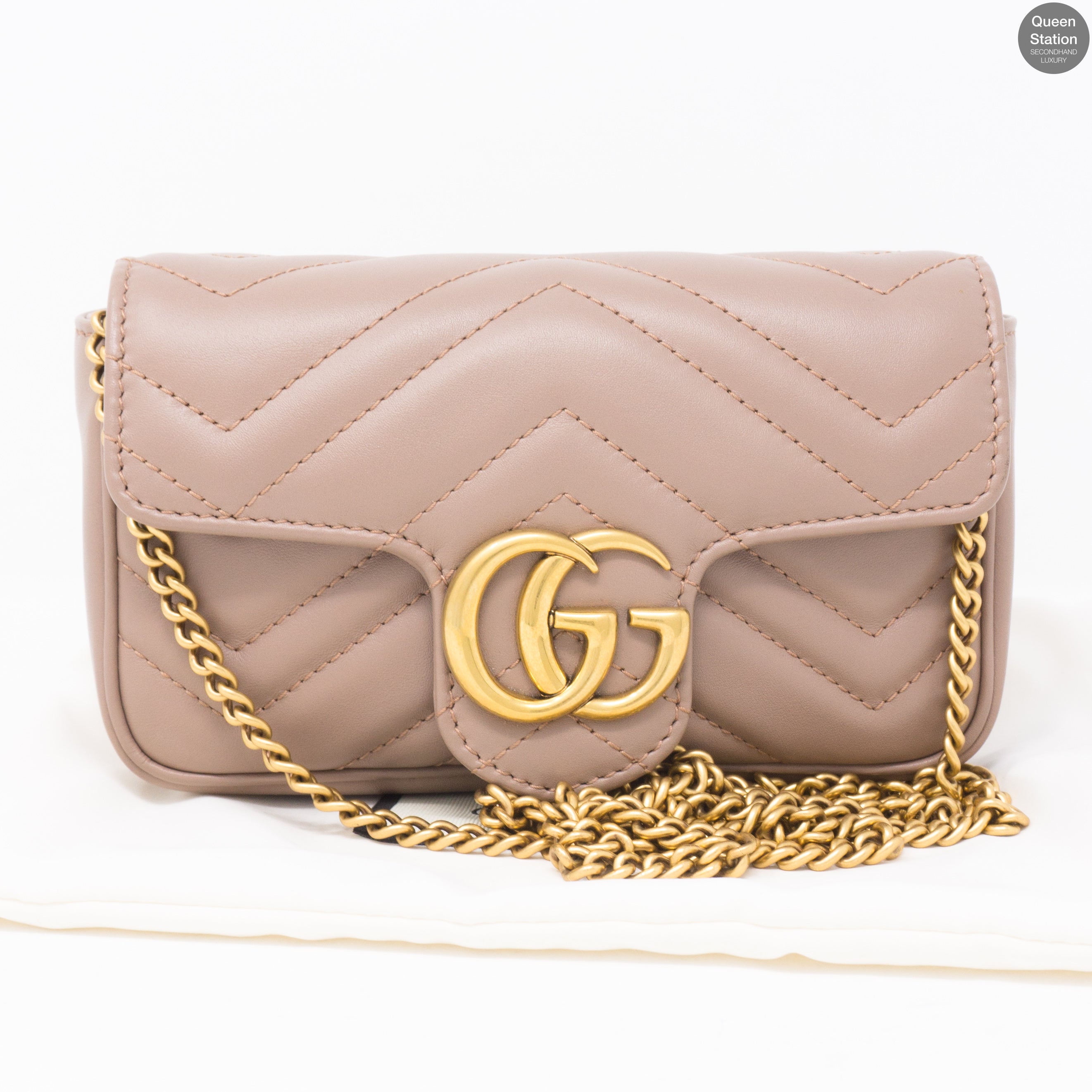 GG Marmont Flap Matelassé Super Mini Dusty Pink
