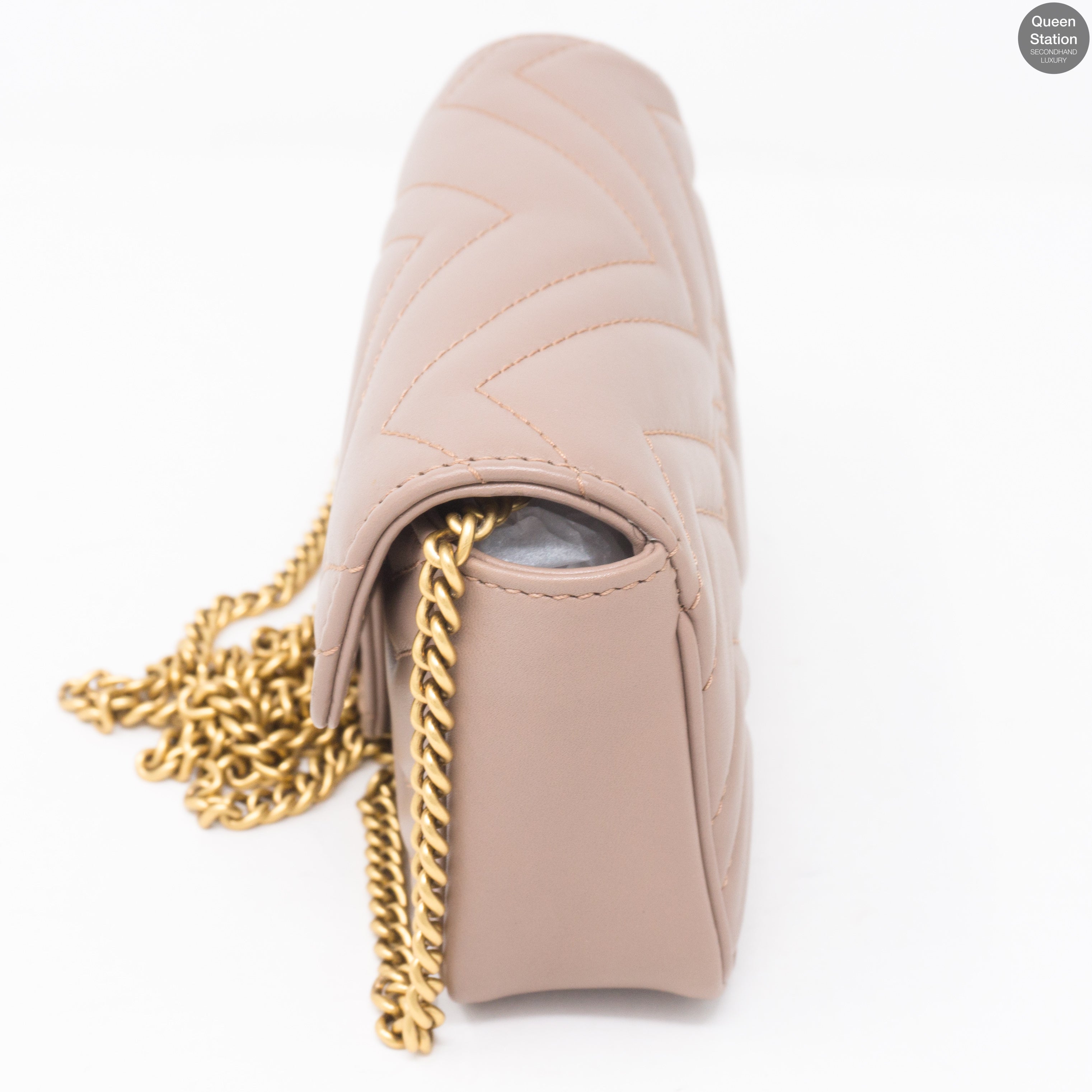 GG Marmont Flap Matelassé Super Mini Dusty Pink